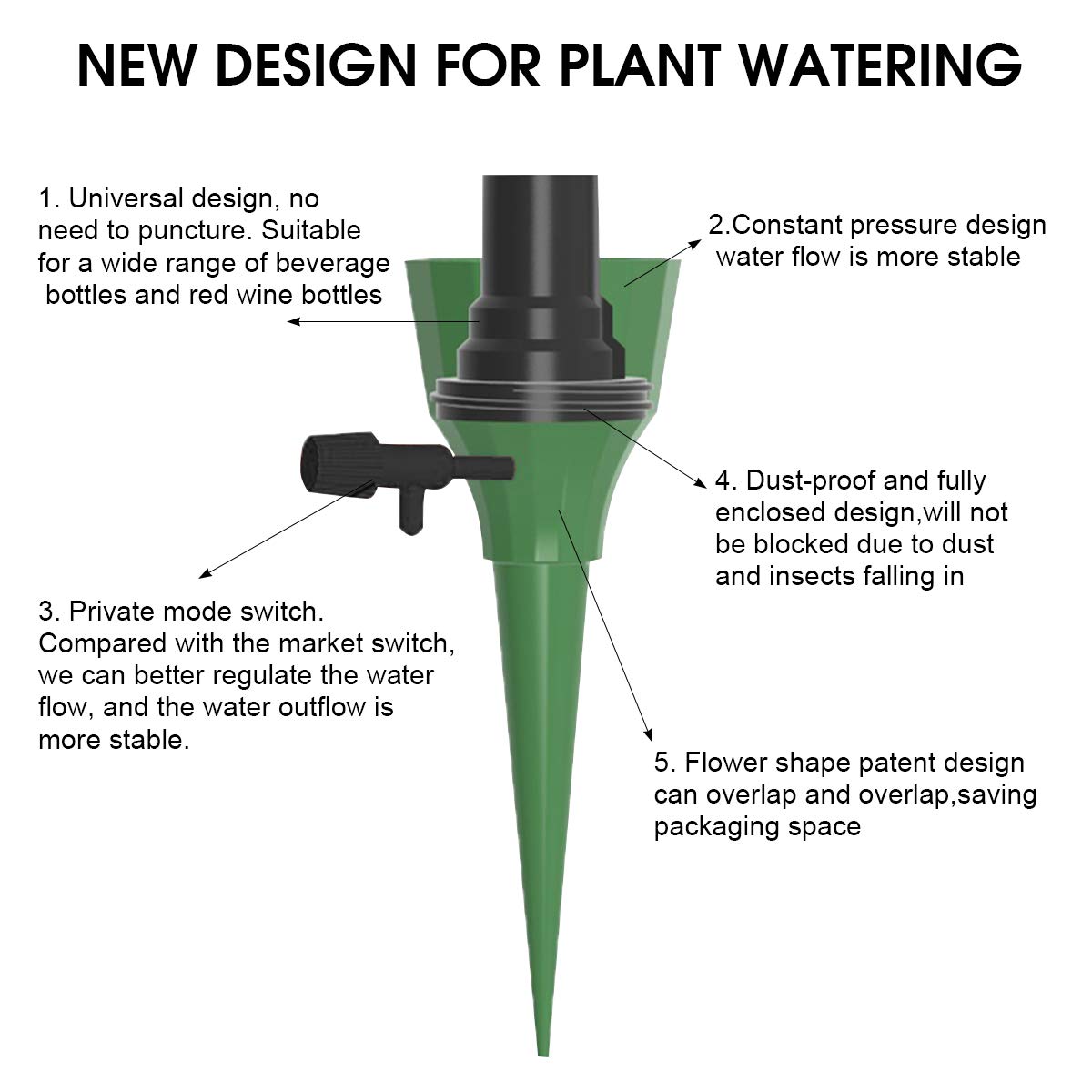 TOPCHANCES 18 Pack Automatic Plant Watering Spikes - Self Watering System for Indoor & Outdoor Plants, Drip Irrigation Devices for Vacation, Office, Garden & Home Use