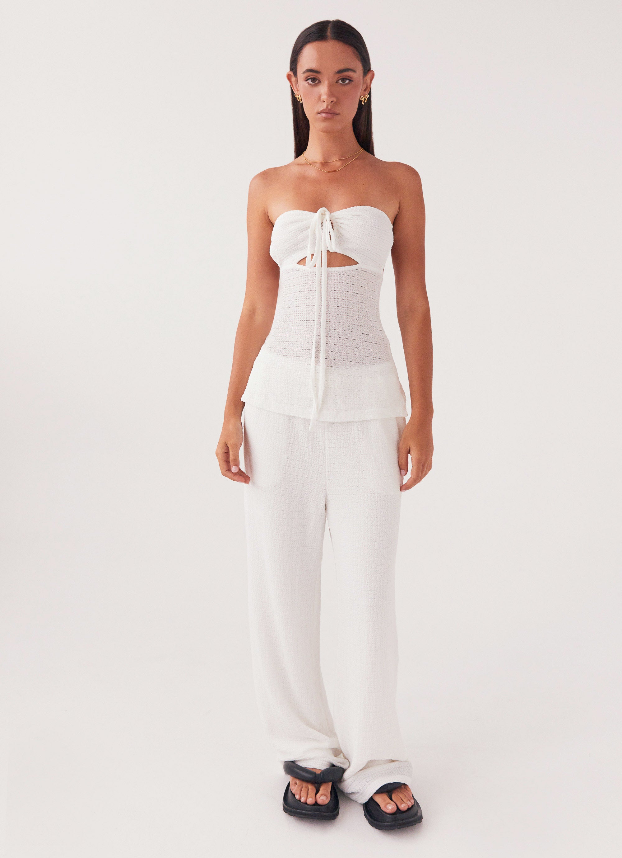 Jadey Waffle Pants for Women - Soft & Comfortable White Lounge Pants - Perfect for Yoga, Sleepwear & Relaxing at Home