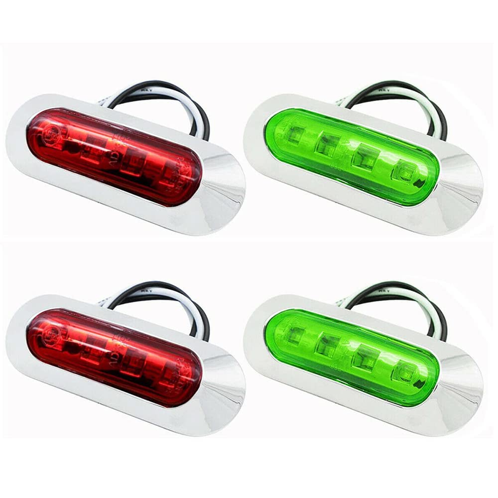 4Pcs Red Green LED Navigation Lights for Marine Boats - Waterproof Yacht Signal Warning Lights 12-24V, Port Side Bow Lamps for Safe Night Sailing & Docking