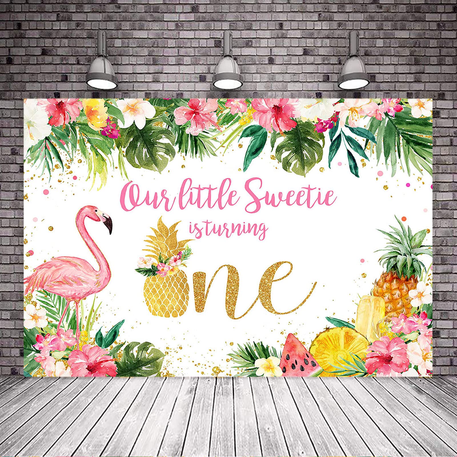 Premium Tropical Flamingo Birthday Backdrop - Hawaiian Flower & Pineapple Design for 1st Birthday Party Decor, Girls Photoshoot Props (10x8 ft) - Perfect for Luau Theme, Summer Celebrations & Aloha Party Decorations