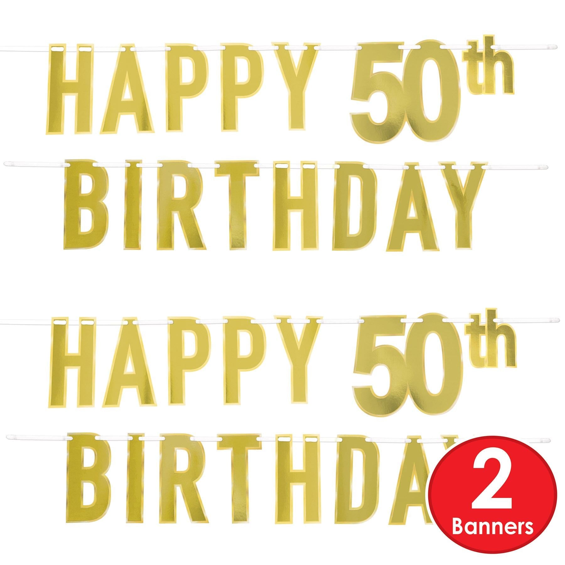 12 Pack Beistle Foil Happy 50th Birthday Party Streamers - Gold & Silver Decorations for Anniversary Celebrations, Retirement Parties & Milestone Events
