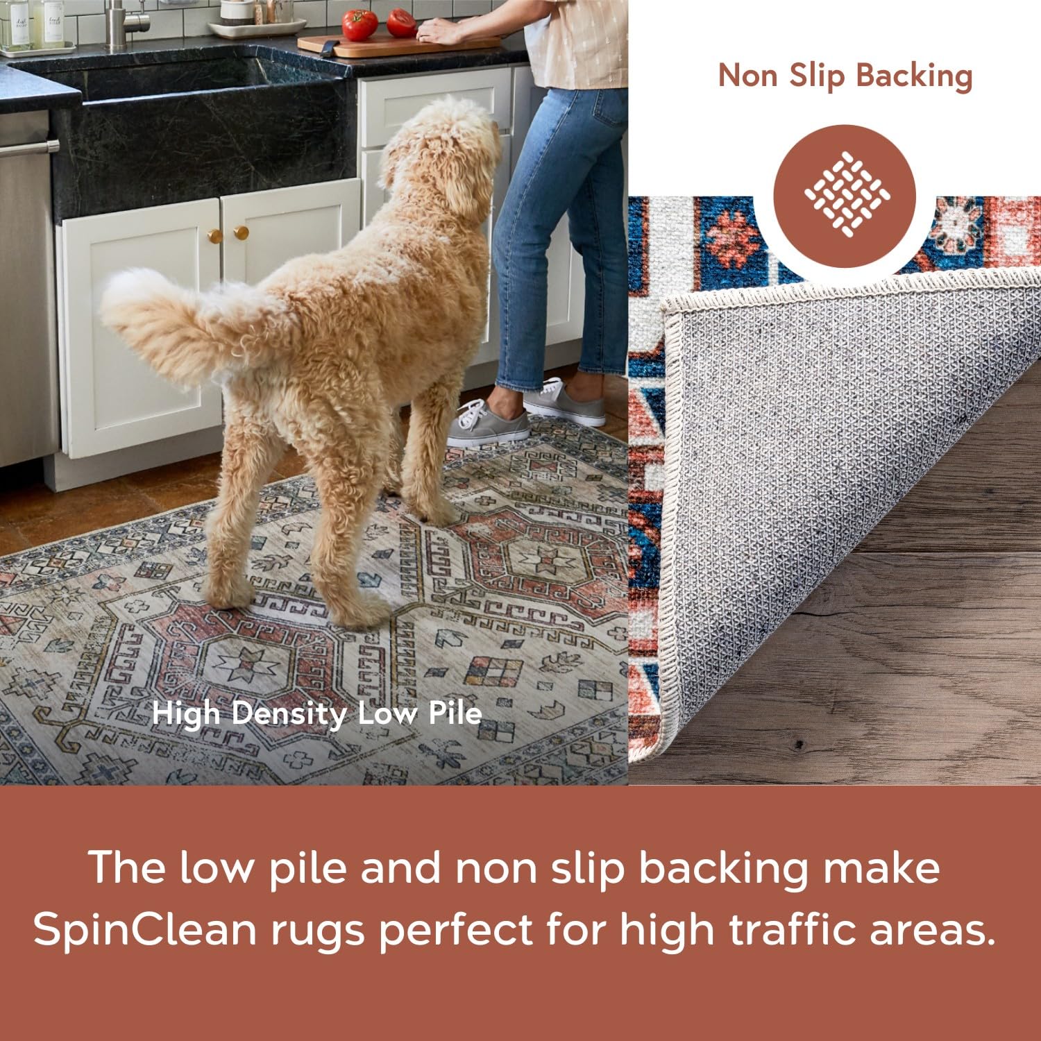 nuLOOM Paisley Machine Washable Ultra Thin Area Rug 5' x 8' - Faded Floral Border Medallion Design in Beige - Perfect for Living Room, Bedroom or Dorm Decor