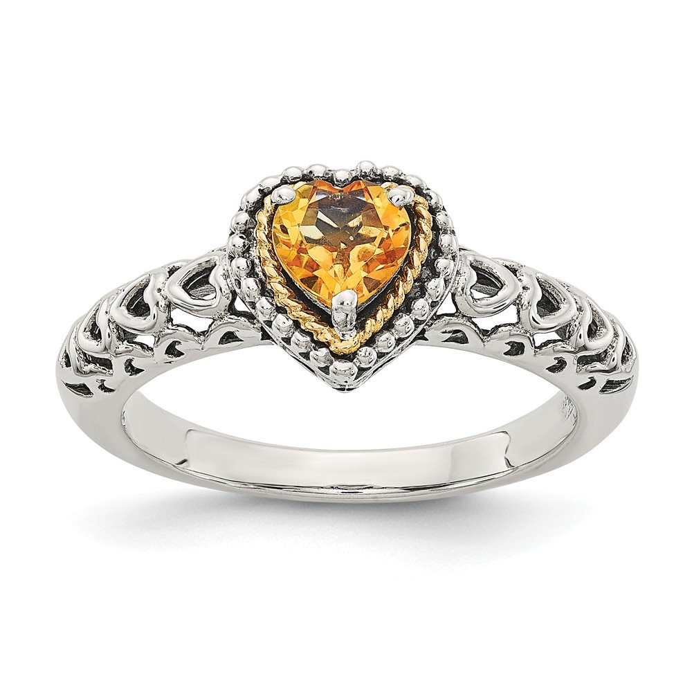 14K Yellow Gold & 925 Sterling Silver Citrine November Birthstone Engagement Ring for Women - Perfect for Proposals, Anniversaries, and Special Occasions