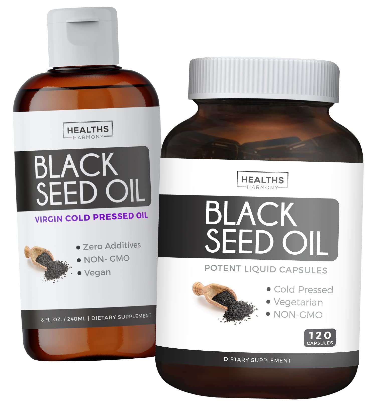 Organic Black Seed Oil Bundle - Cold Pressed Black Seed Oil Liquid & Softgel Capsules for Immune Support, Skin & Hair Care - Perfect for Daily Wellness & Natural Remedies
