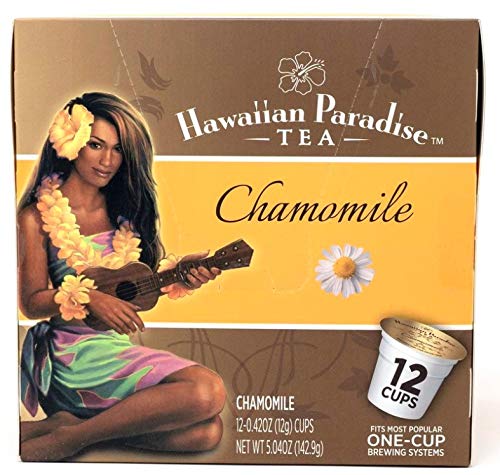 Hawaiian Paradise Chamomile Tea K-Cups - 12 Count Single Serve Pods | Sustainably Grown in USA | Compatible with Keurig Brewers | Perfect for Relaxation, Office & Home Use