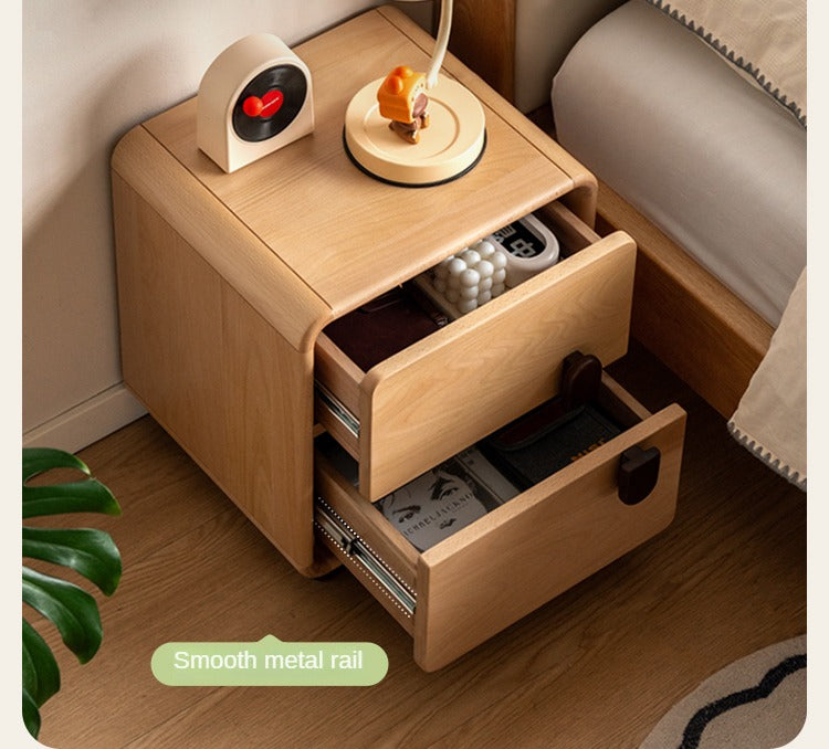 Solid Beech Wood Nightstand with Storage - Bedside Table for Bedroom, Living Room, or Office - Compact & Stylish Home Furniture
