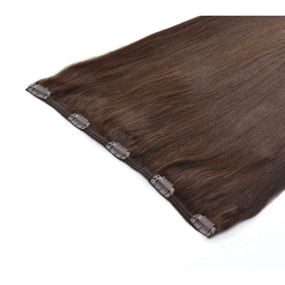 MoonEyes 24 Inch Straight Clip-In Hair Extensions for Women - 5 Piece Set, Natural Brown, Feels Like Real Human Hair | Perfect for Daily Wear, Parties & Special Occasions