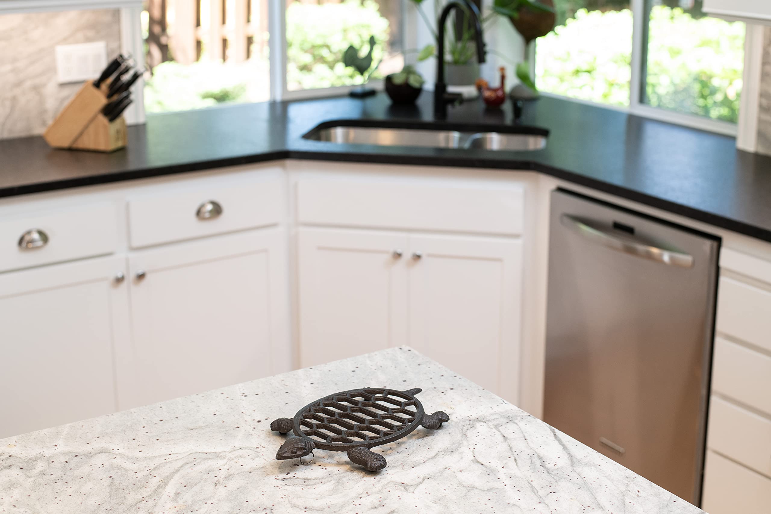 Cast Iron Trivet for Hot Pots & Pans - Sea Turtle Design for Kitchen & Dining