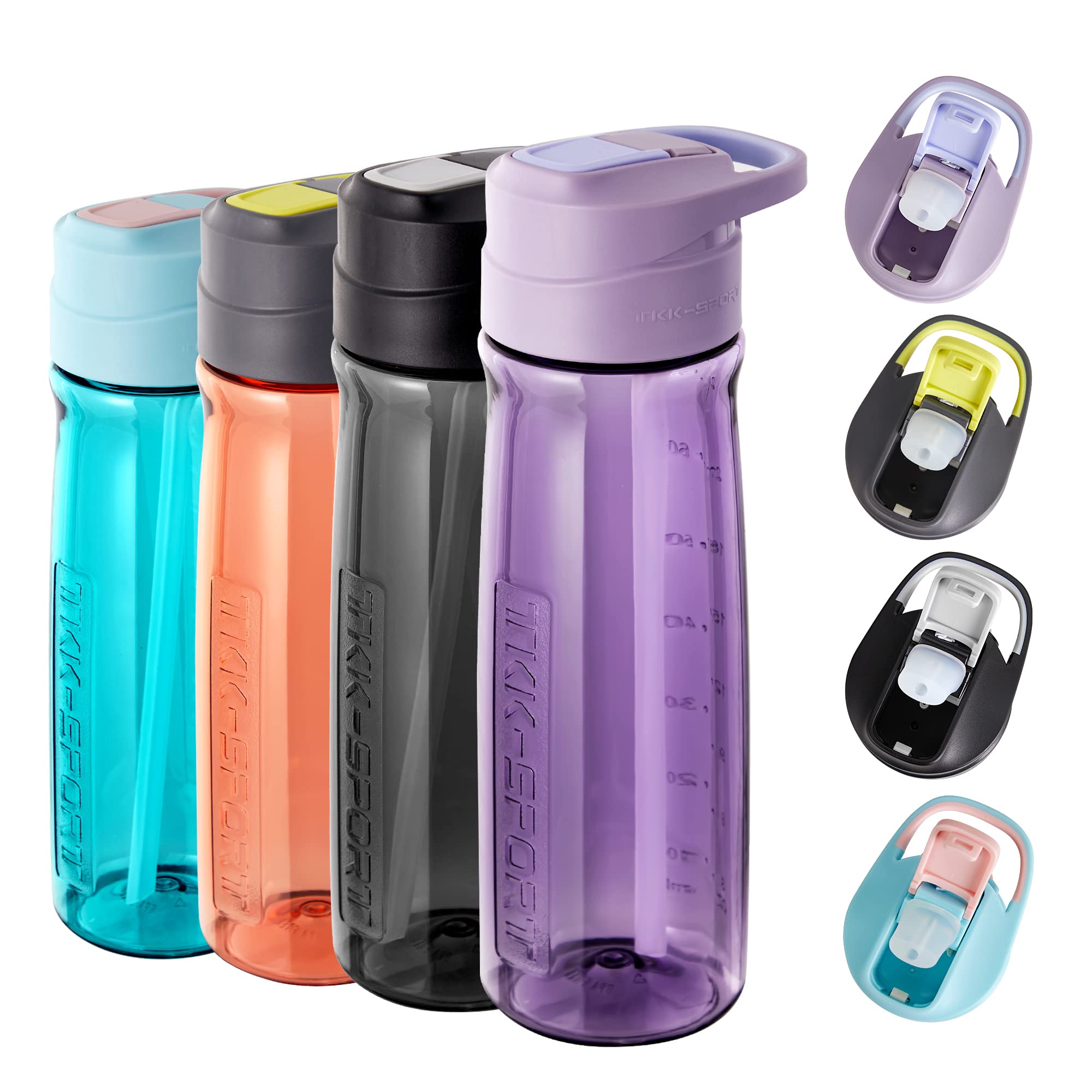 20/27oz BPA-Free Tritan Clear Water Bottle with Straw - Leak Proof, Lightweight & Lockable Lid for Sports, Travel, Camping, Cycling - Ideal for Kids & Adults (Purple) - Perfect for Gym, Hiking, School & Everyday Hydration