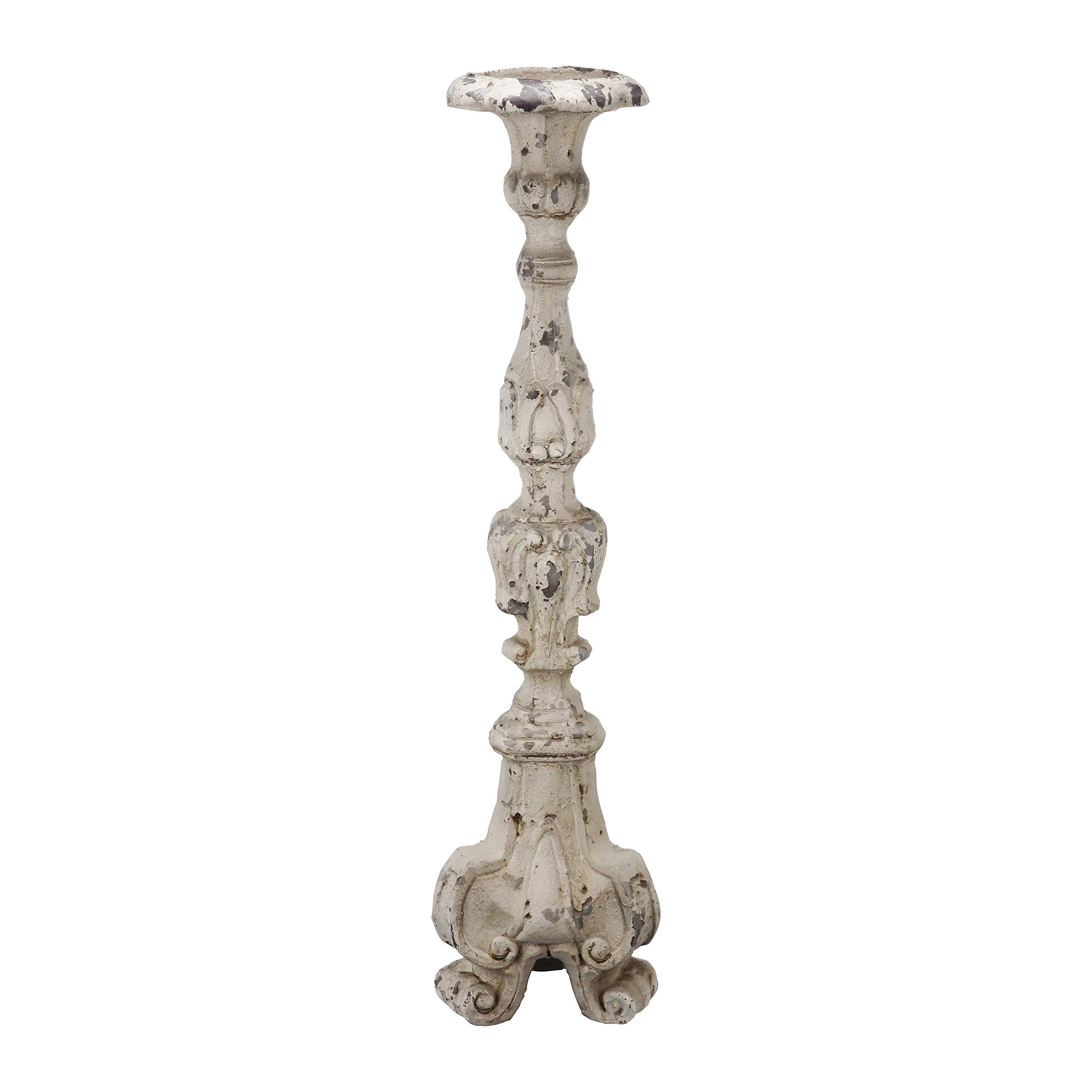 28-Inch Weathered White Metal Candle Holder - Rustic Farmhouse Decor for Wedding, Dining Table, Fireplace & Outdoor Patio Lighting