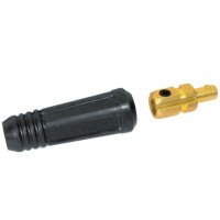 Dinse Style Cable Plug and Socket Set - 25 Pack (1/0 Cap, Male, Ball Point Connection) for Welding Machines & Industrial Equipment | Heavy Duty Electrical Connectors