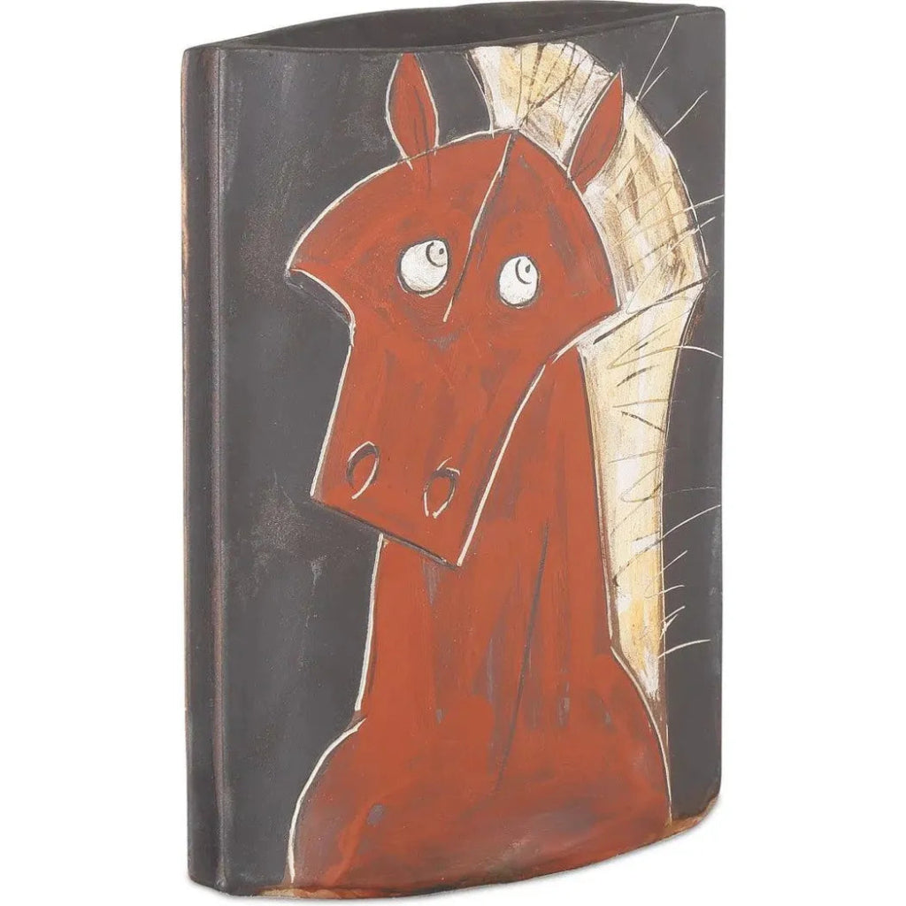 14 Inch Hand-Painted Red Horse Porcelain Vase - Elegant Home Decor for Living Room, Office & Wedding Centerpiece