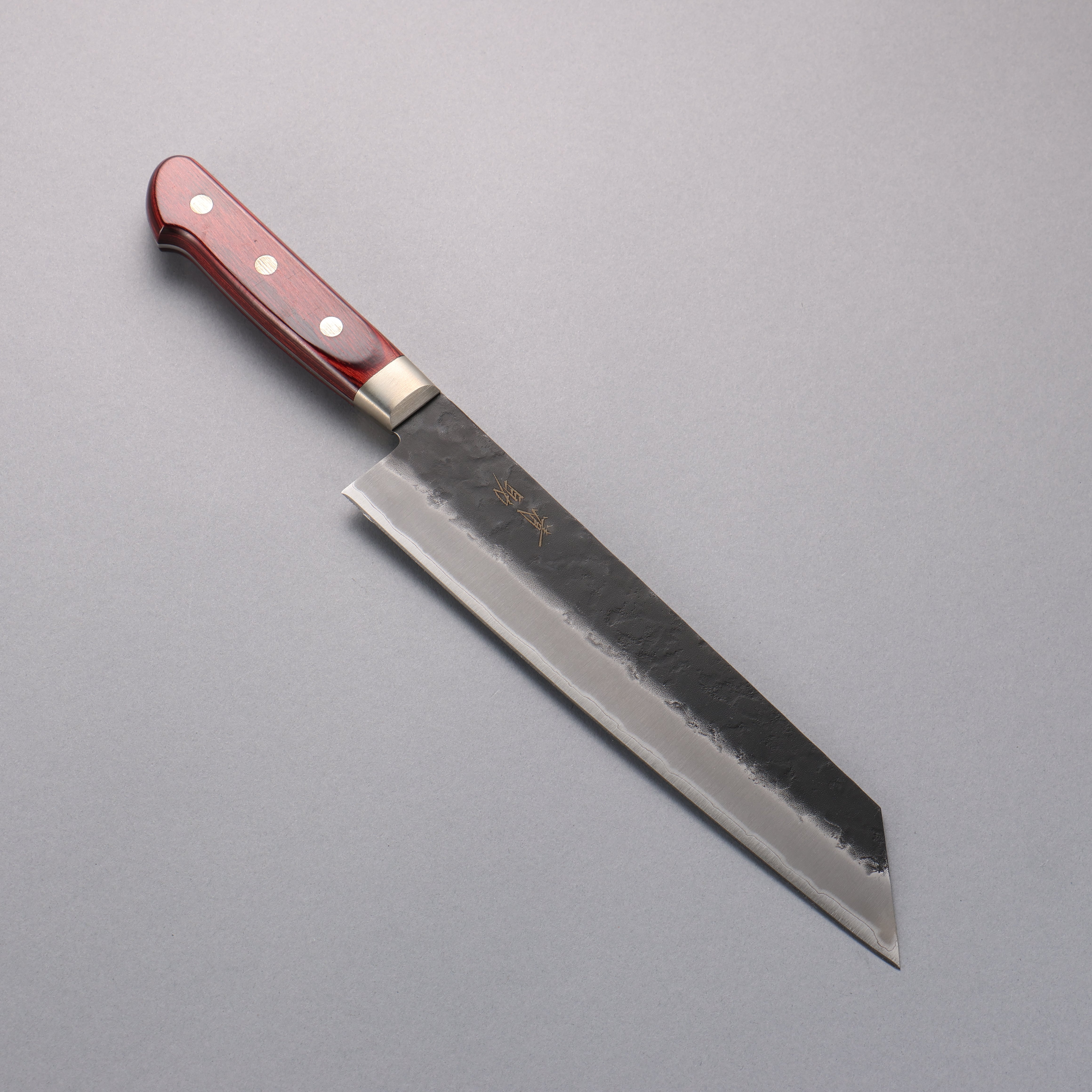 Premium Seisuke Kuronashi Blue Super Nashiji Kurouchi Kiritsuke Gyuto 210mm Chef Knife - Red Pakka Wood Handle - Japanese Kitchen Knife for Slicing, Dicing & Precision Cutting