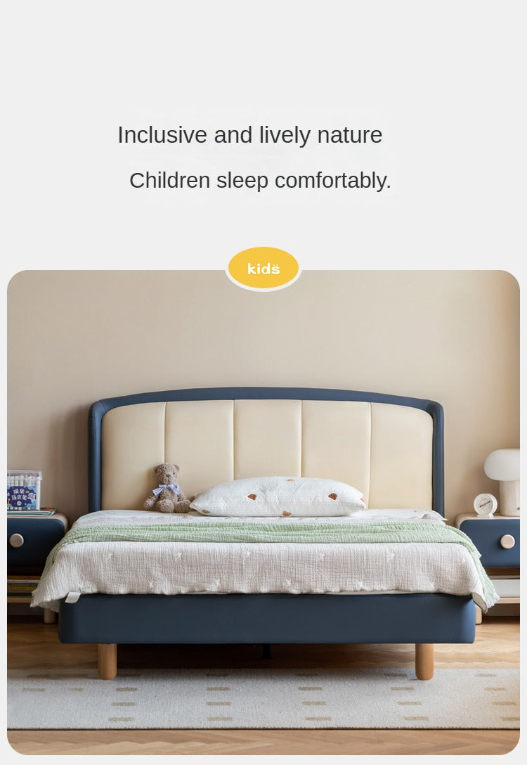 Organic Leather Soft Kids Bed - Durable & Comfortable Toddler Bed for Boys & Girls - Perfect for Nursery, Bedroom & Playroom