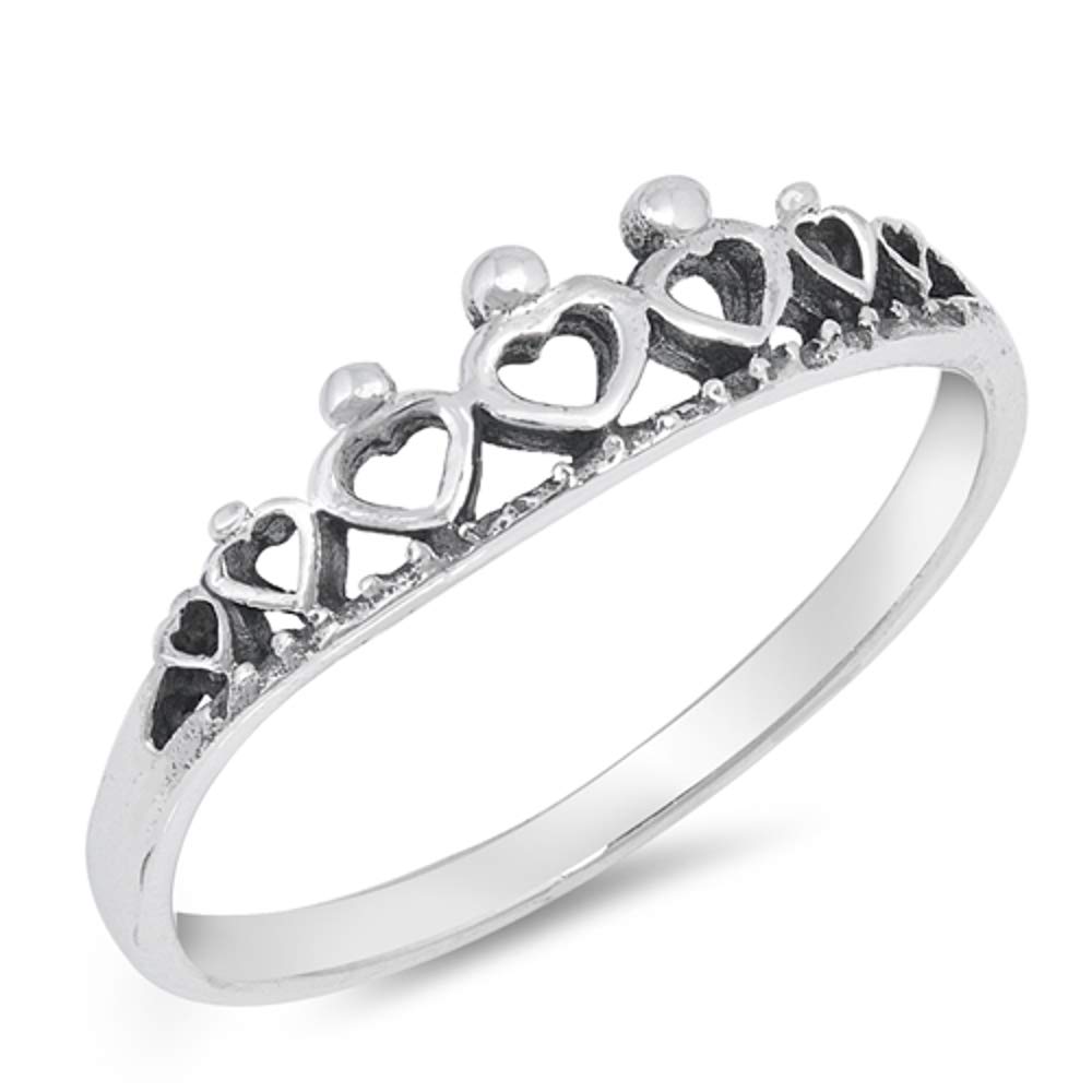 7 Hearts Crown Queen Ring Sterling Silver for Women Gift