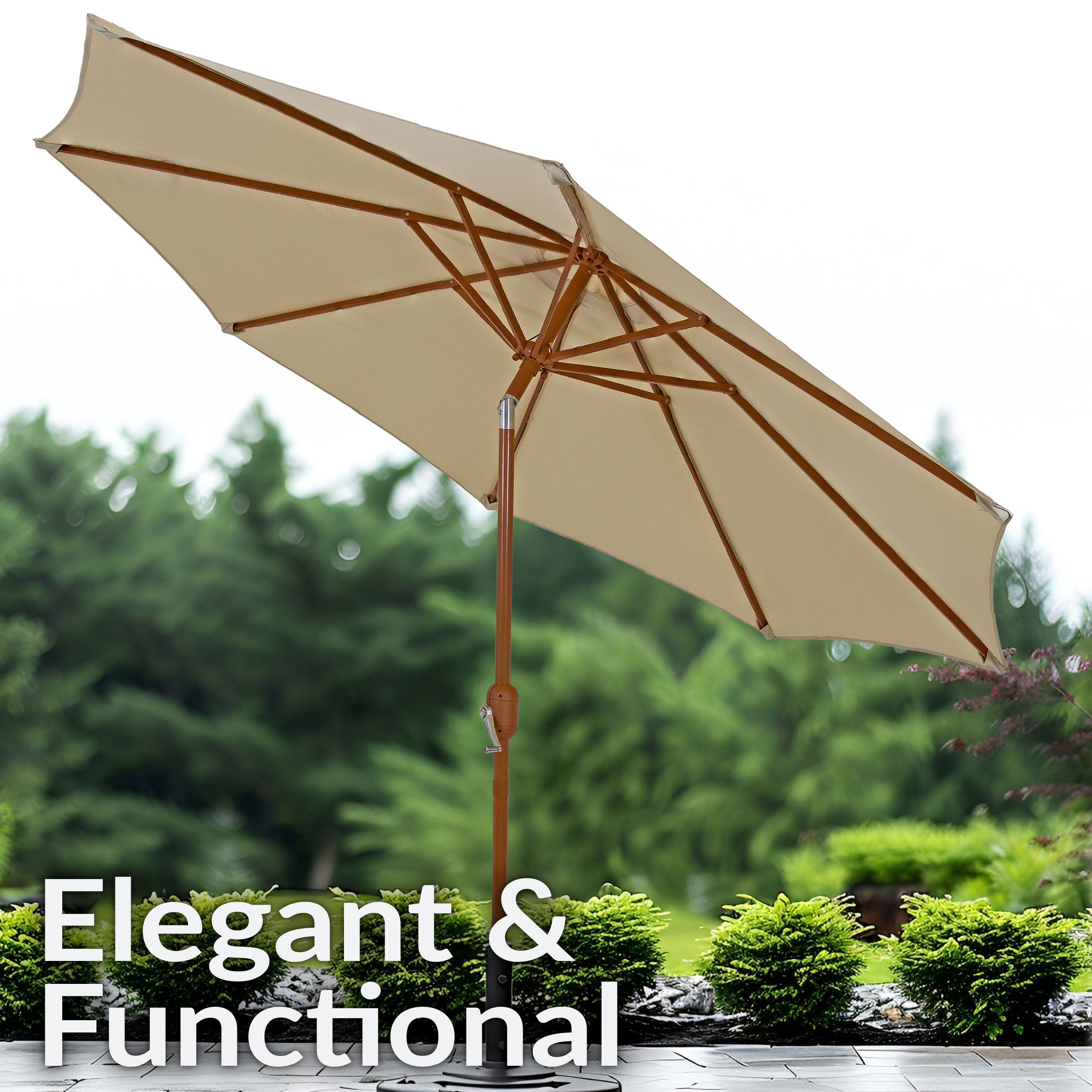 Sunnydaze 8.5 ft Outdoor Patio Umbrella with Realistic Woodgrain Finish - Perfect for Backyard, Poolside, and Garden Shade