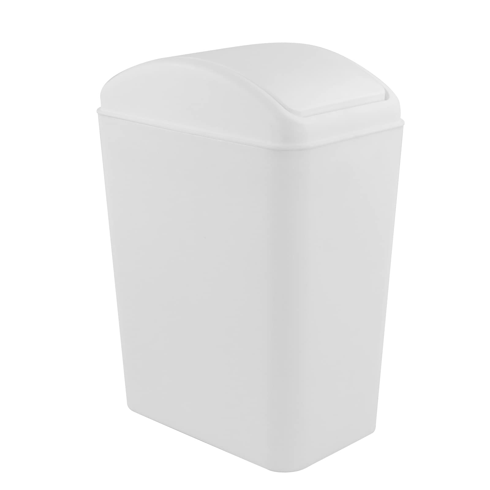 4.2 Gallon Swing Lid Trash Can - White Plastic Waste Bin with Lid for Kitchen, Bathroom, Office & Home Use - Odor-Controlling Garbage Can for Small Spaces
