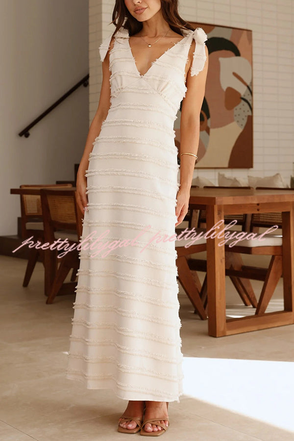 Elegant Solid Color V-Neck Lace-Up Maxi Dress for Women - Perfect for Vacation, Beach, and Summer Outings