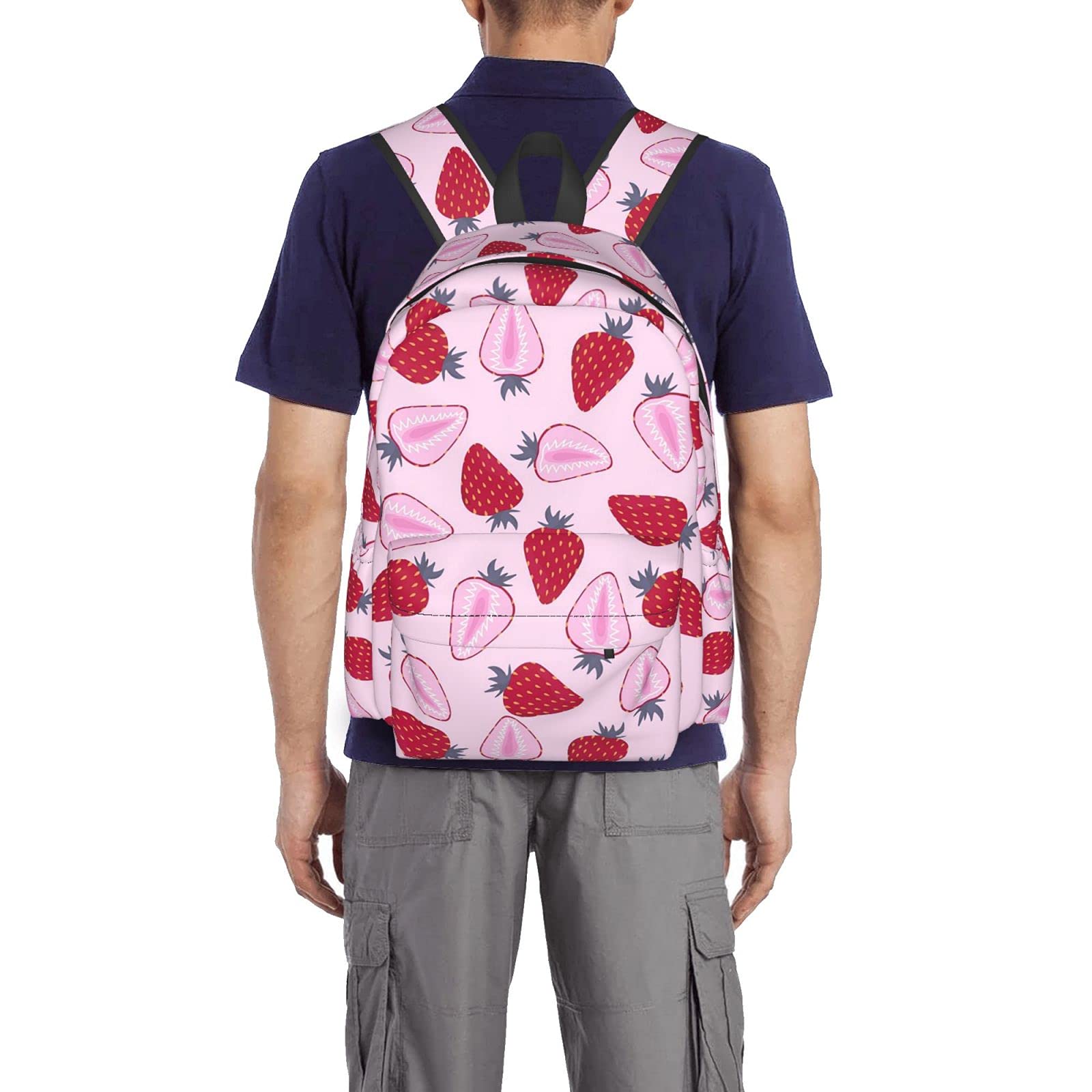 KiuLoam 17 Inch Strawberry Print Laptop Backpack for Women & Teens - Waterproof School Backpack, College Bookbag, Travel Daypack & Work Commuter Shoulder Bag