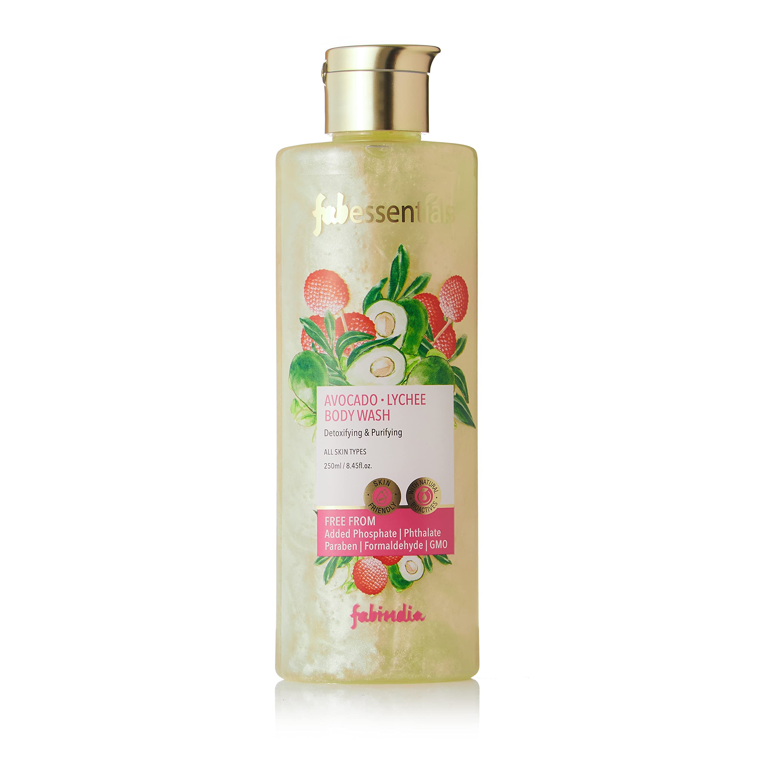 Fabessentials Avocado Lychee Body Wash - 250ml | Almond Oil Infused | Detoxifying & Purifying Body Wash for Daily Skin Cleansing | Rejuvenating & Moisturizing Body Lotion with Deep Nourishment & Skin Brightening | Perfect for Shower, Spa & Daily Skincare Routine