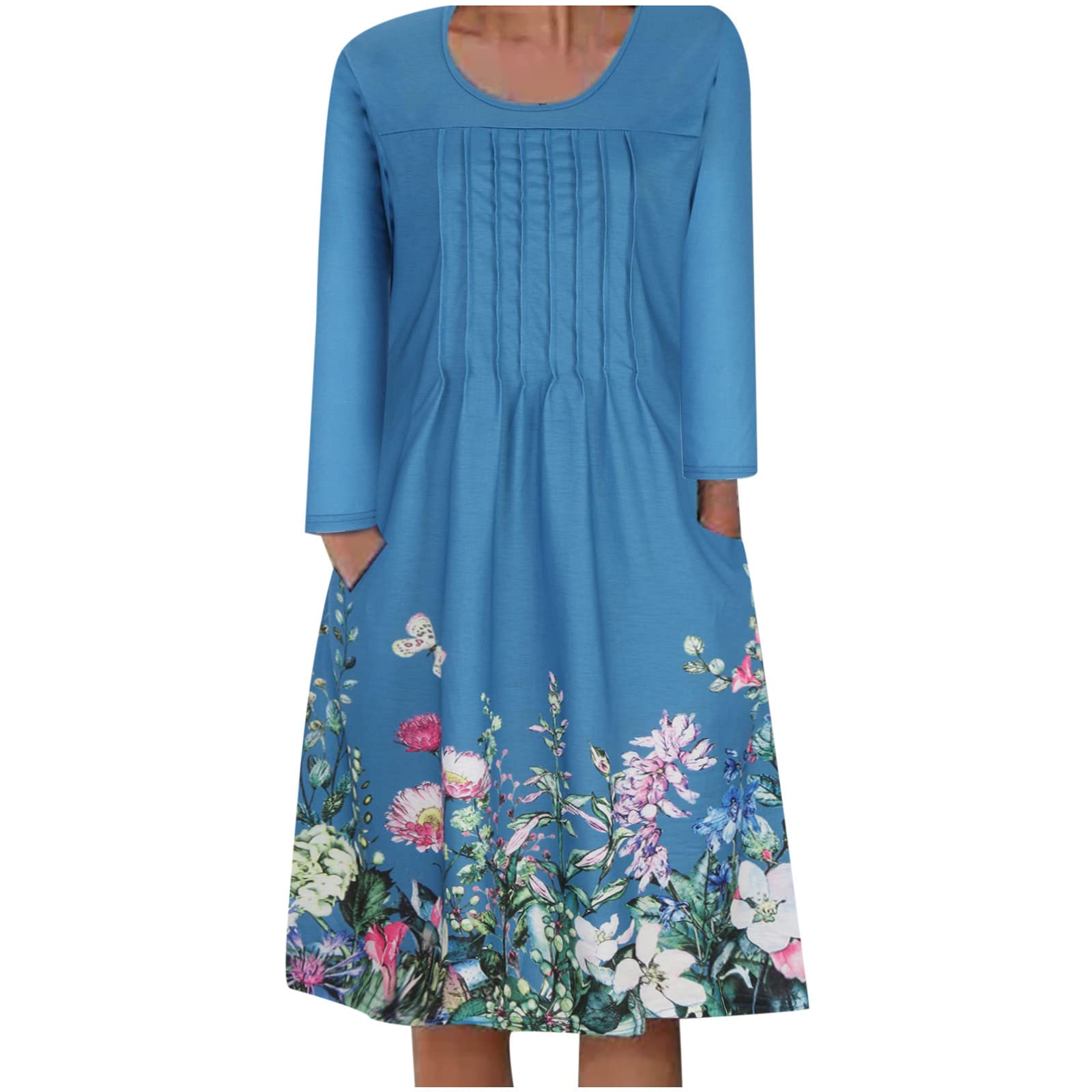 Floleo Women's Summer Dress - Short Puff Sleeve, Smocked Neckline, Plus Size Flowy Sundress | Perfect for Beach Vacations, Garden Parties & Casual Summer Outfits