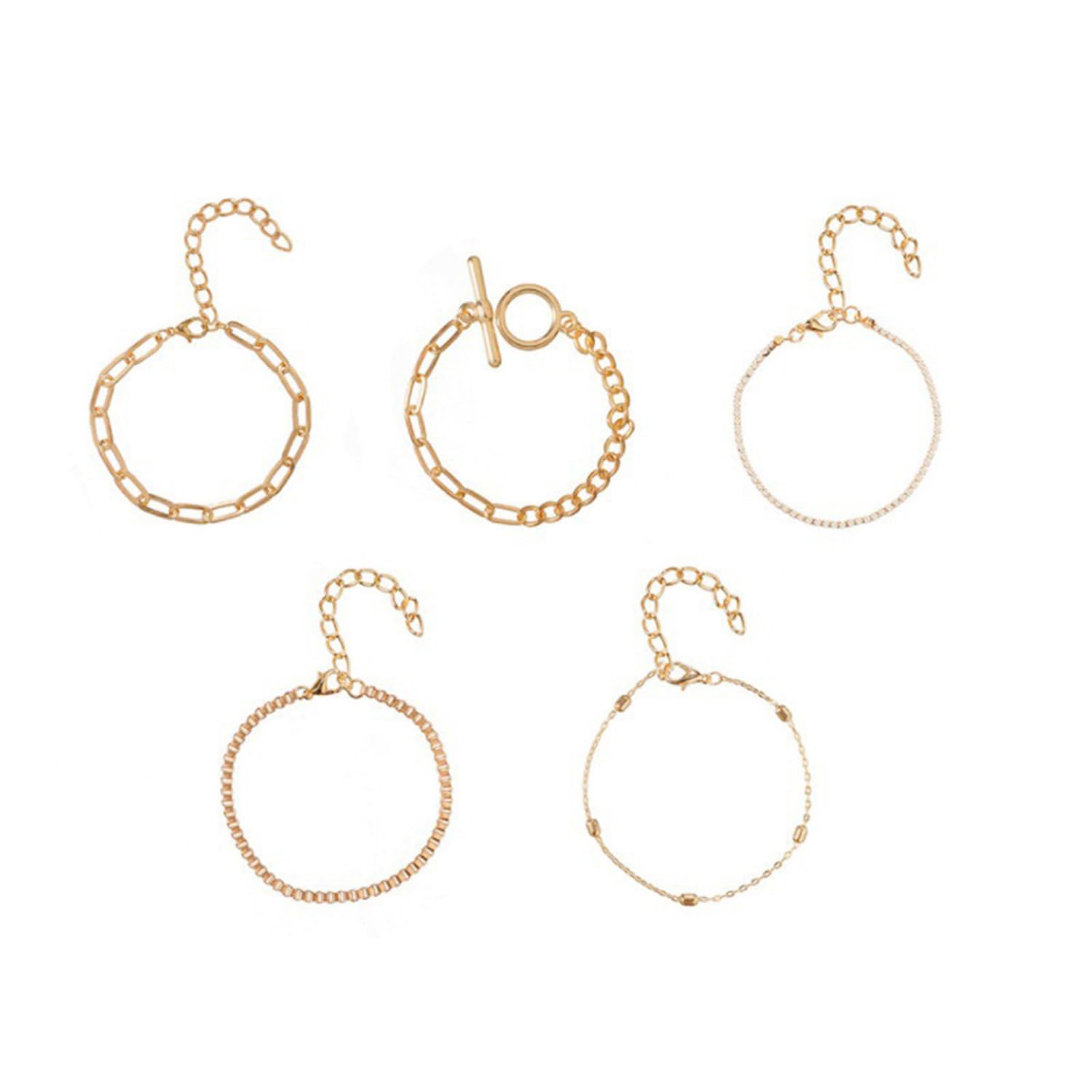 4 Pcs Stacking Gold Bracelets Set - Cuban Link, Paperclip Chain, Bead Chain & Punk Retro Layered Bracelets for Women & Teens | Trendy Layered Jewelry for Everyday Wear, Parties & Gifts