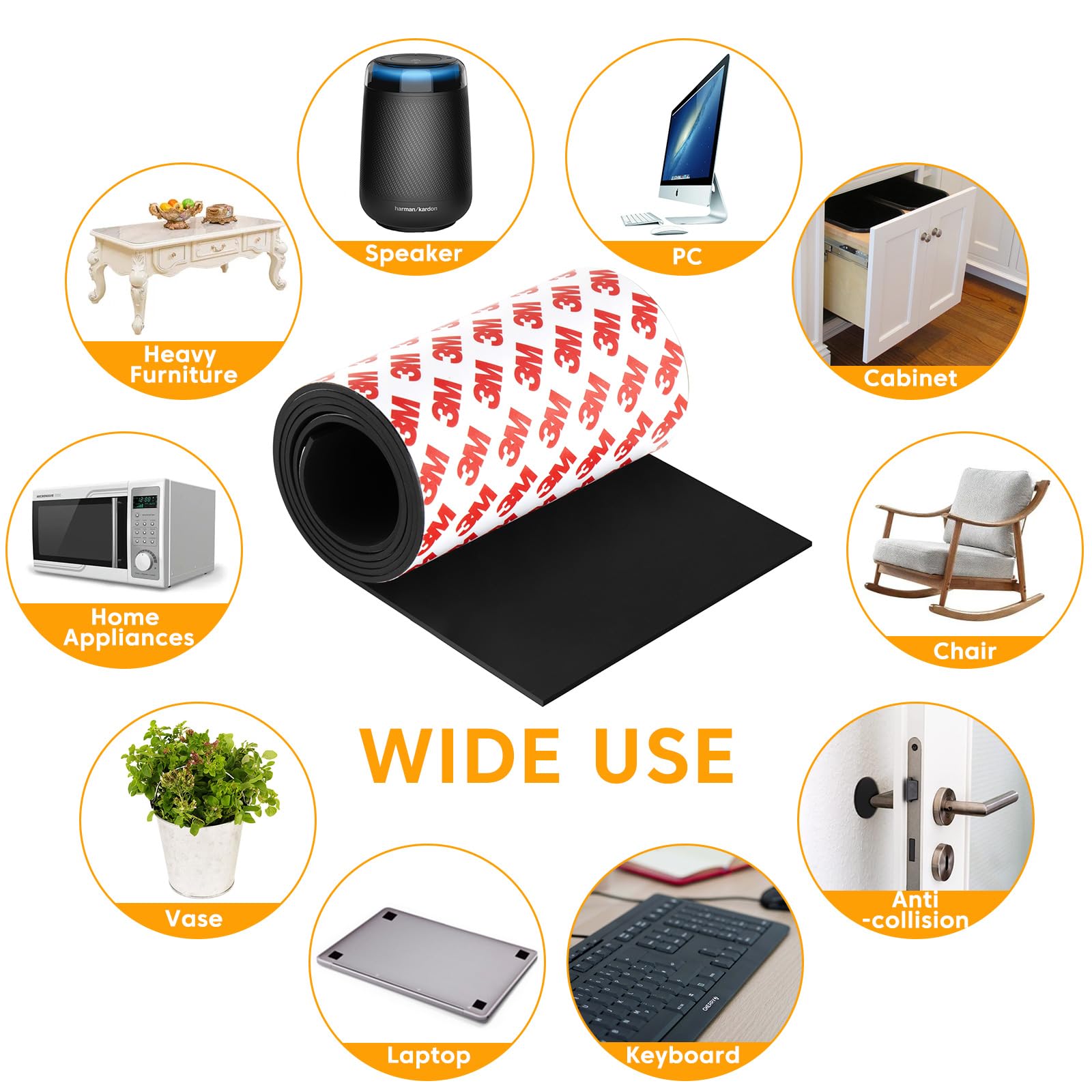 Non-Slip Furniture Pads for Hardwood Floors - Self-Adhesive Silicone Grippers for Chairs, Tables, Electronics & Appliances - 4