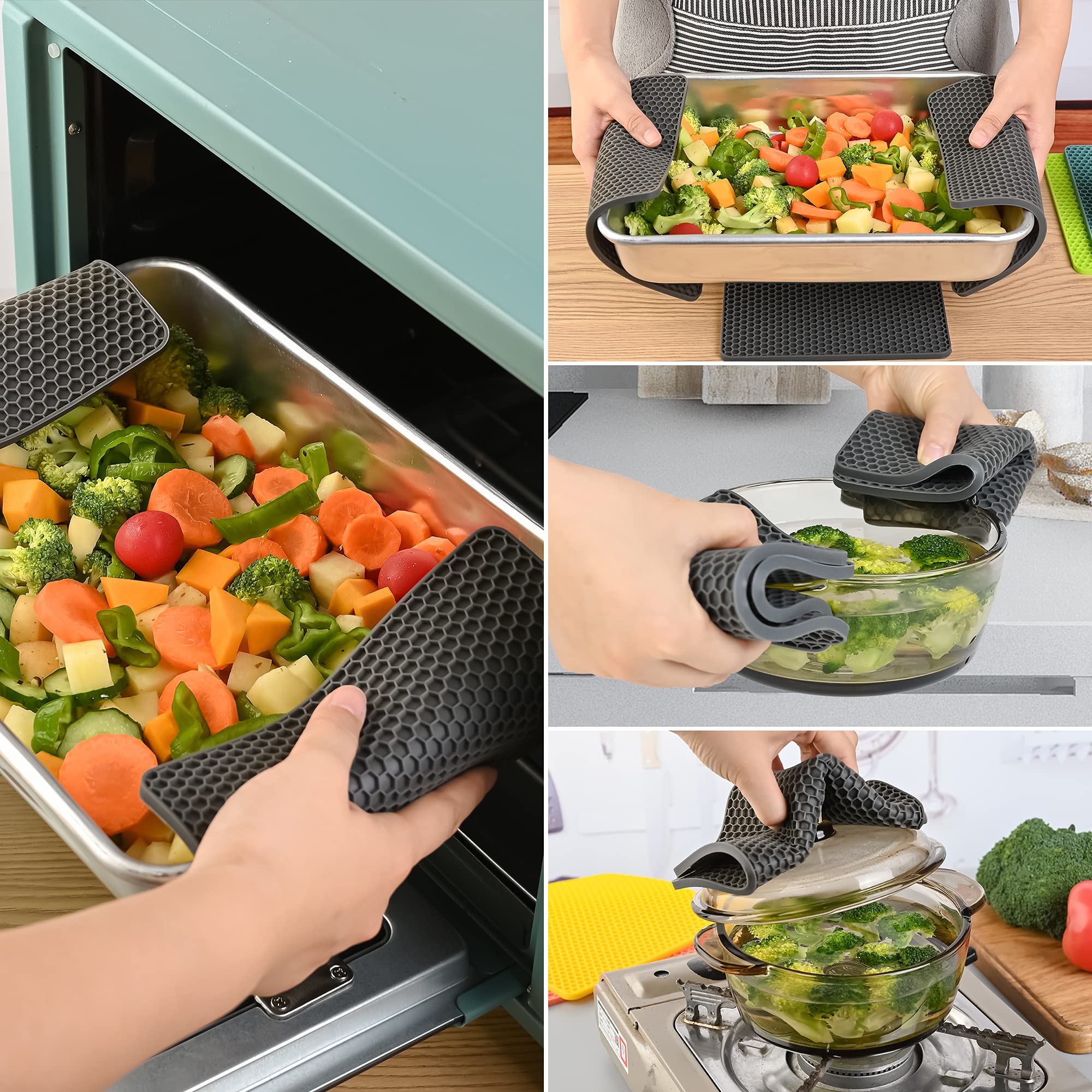Silicone Trivet Mats for Hot Pots & Pans - Heat Resistant Kitchen Countertop Protectors (Set of 4) - Perfect for Dining & Cooking