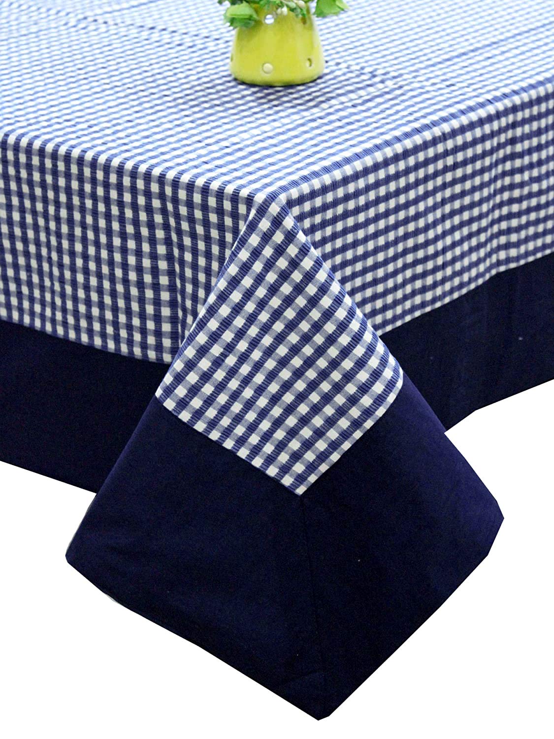 Kuber Industries Premium 100% Cotton 4-Seater Center Table Cover | Stylish Teapoy & Glass Table Cloth | Elegant Study & Dining Table Dastarkhwan | Perfect for Living Room, Office & Home Decor (Blue)