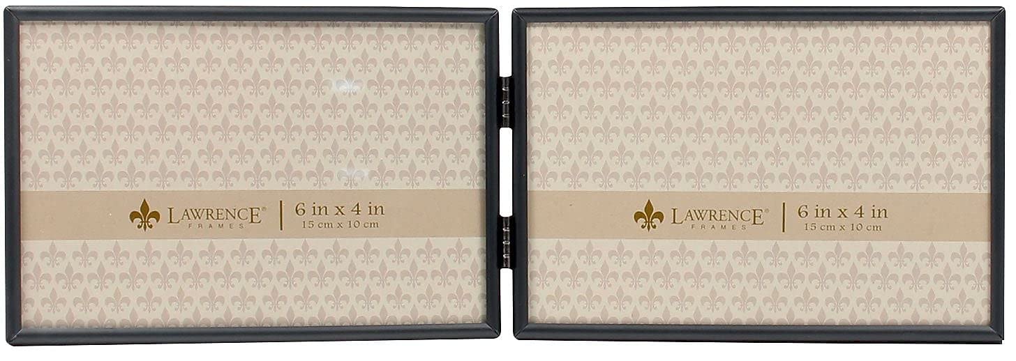 Lawrence Frames Hinged Simply Black Picture Frame - 6x4 Inches, Double Opening, Wall Mount or Tabletop Display for Photos, Artwork, and Memorabilia - Perfect for Home, Office, and Gift Giving