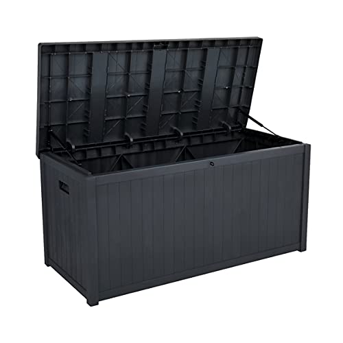 **Large Waterproof Outdoor Storage Box with Bench - Patio Deck Storage Container for Cushions, Furniture & Garden Tools - Indoor & Outdoor Use (Black)**    *Perfect for organizing patio cushions, outdoor furniture, and garden tools while doubling as extra seating!*
