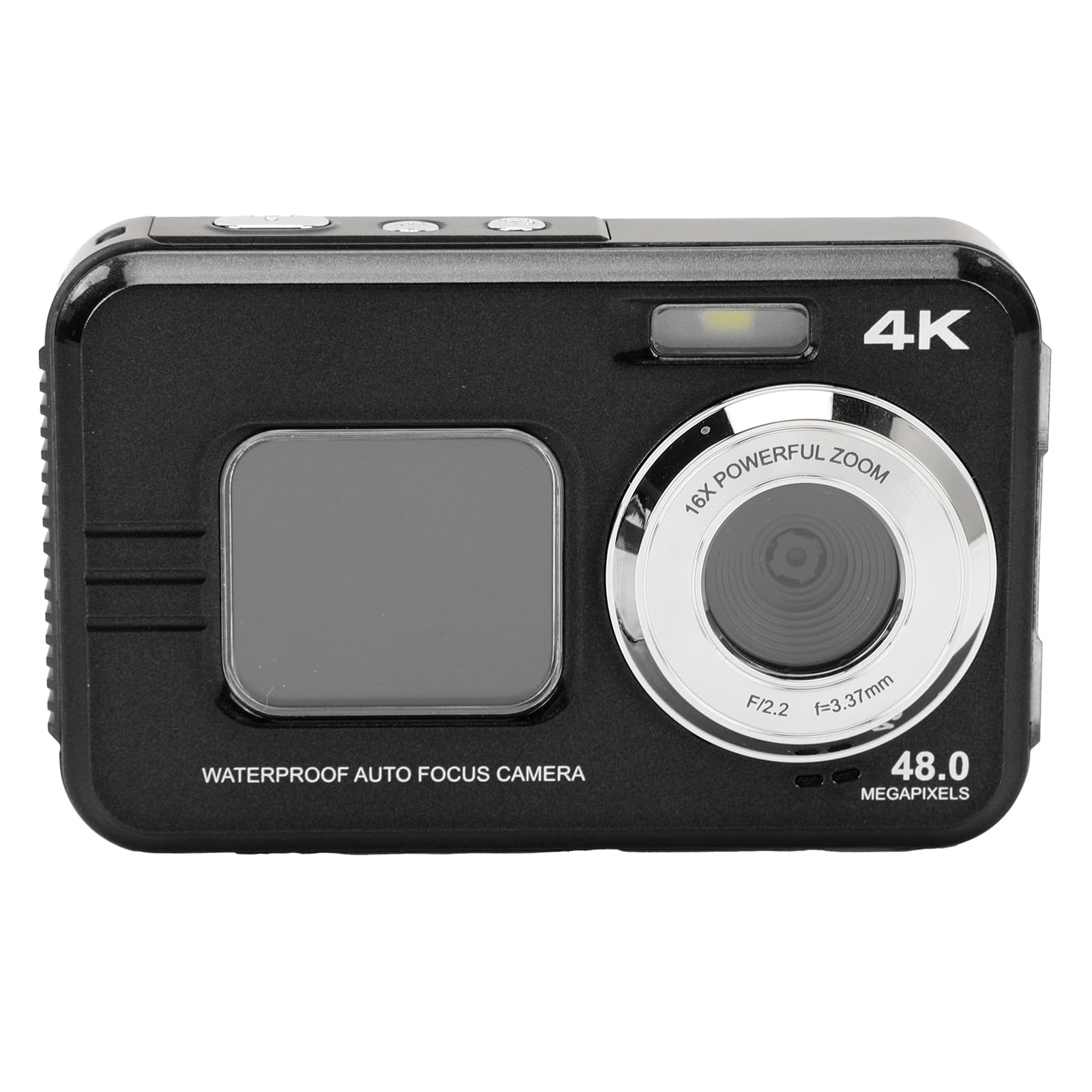 4K 48MP Underwater Digital Camera with Dual Screen & Autofocus - 11ft Waterproof for Snorkeling, Swimming, Diving - HD Selfie Camera for Outdoor Adventures (Black)