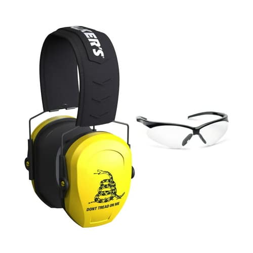 Walker's Razor Slim Passive Safety Ear Muffs & Shooting Glasses Bundle - NRR 26dB Hearing Protection for Shooting Range, Hunting, Construction Work - Comfortable Noise Reduction Ear Protection Gear