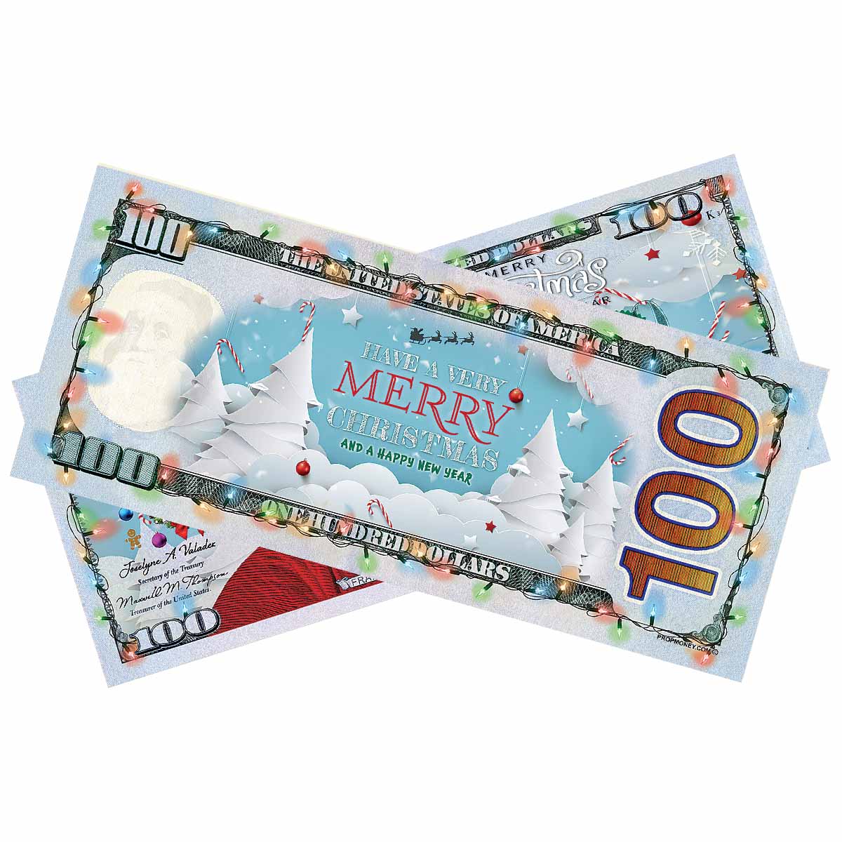 $100 Holiday Christmas New Year Bills - Perfect Gift for Festive Celebrations, Parties & Special Occasions