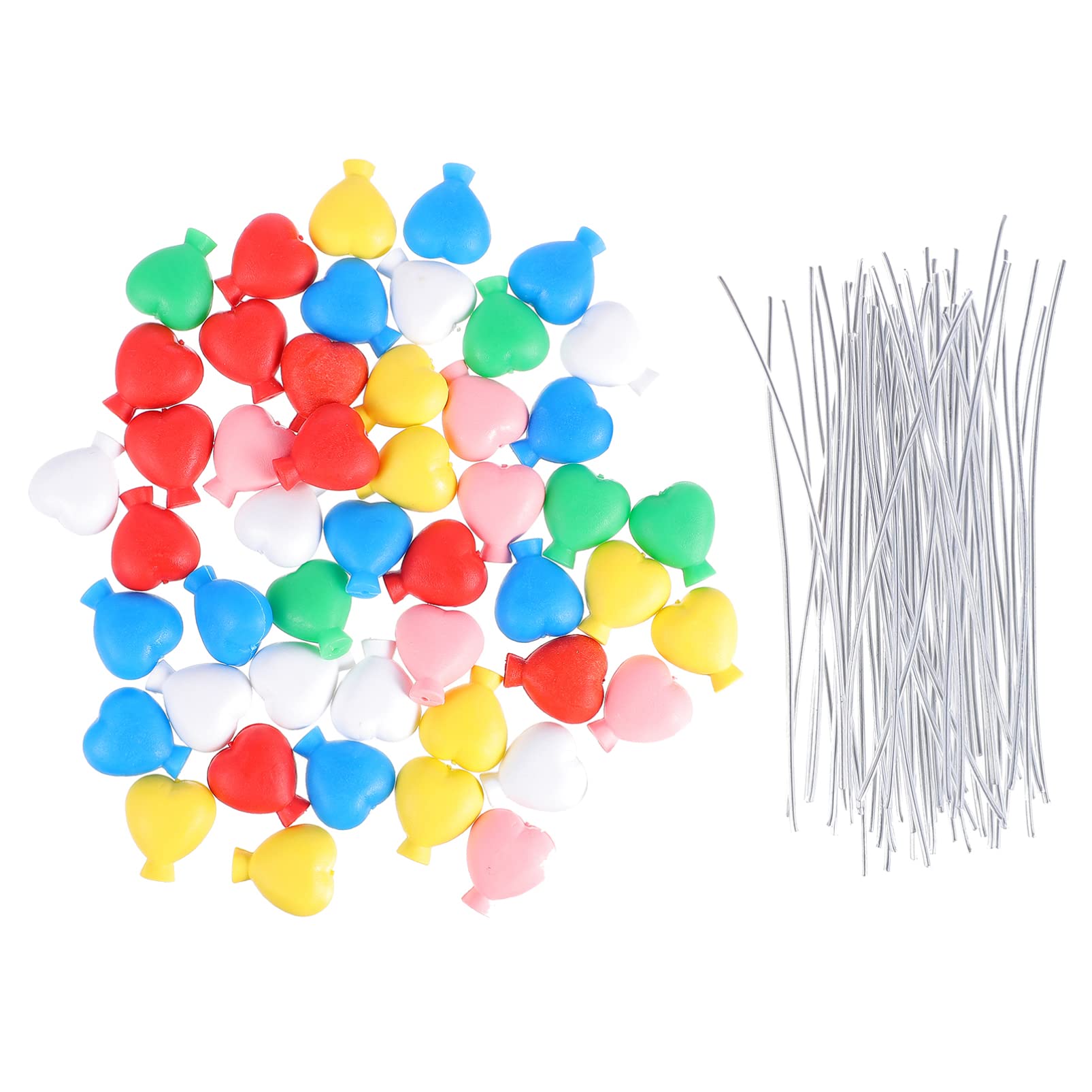 50Pcs Heart-Shaped Cupcake Toppers - Mini Balloon Bouquet & Landscape Ornaments for Cake Decor, Garden Party, Birthday, Wedding, Baby Shower - NUOBESTY