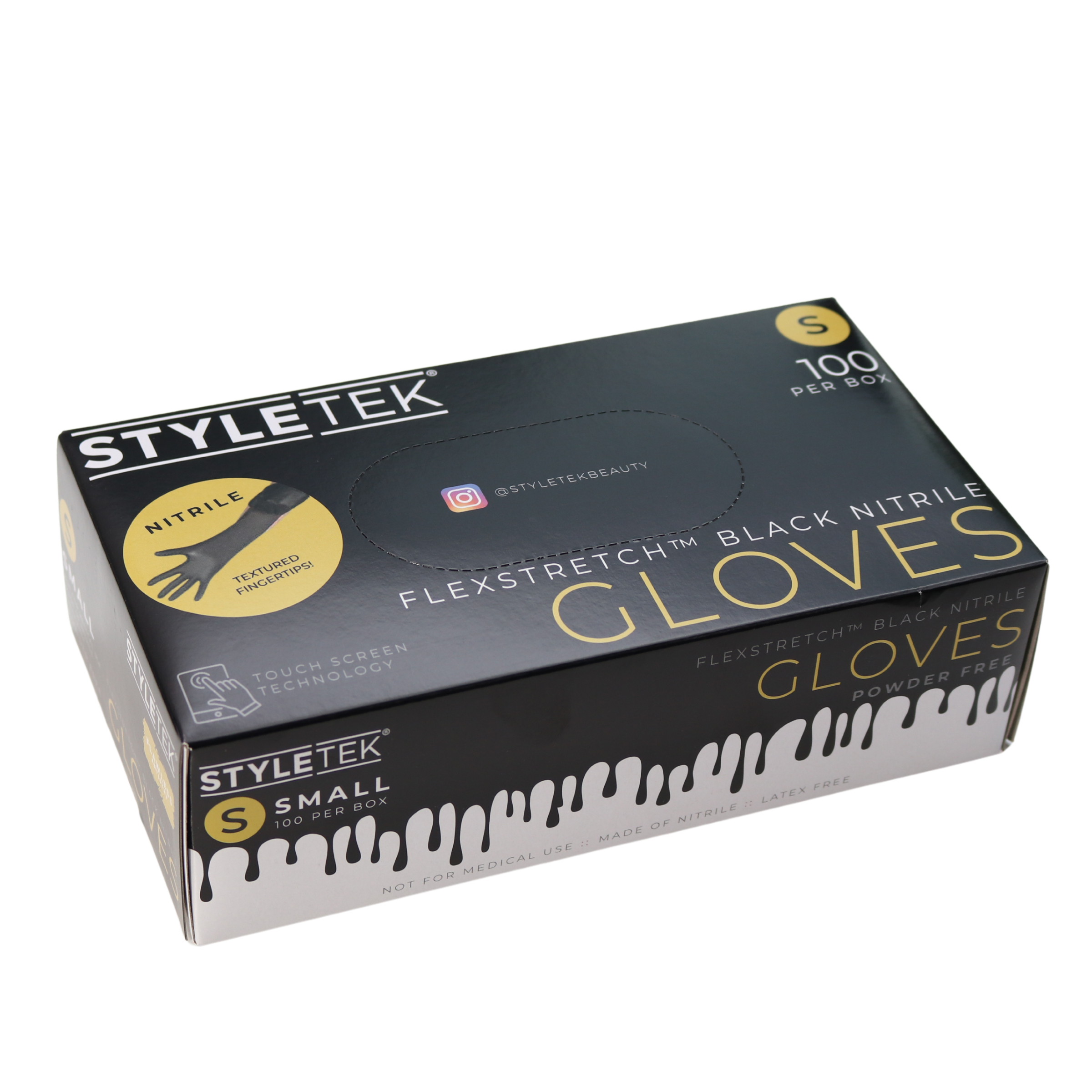 Styletek Black Powder-Free Nitrile Gloves - Small Size, Matte Finish | Disposable, Latex-Free, Chemical Resistant for Medical, Laboratory, Cleaning & Food Handling