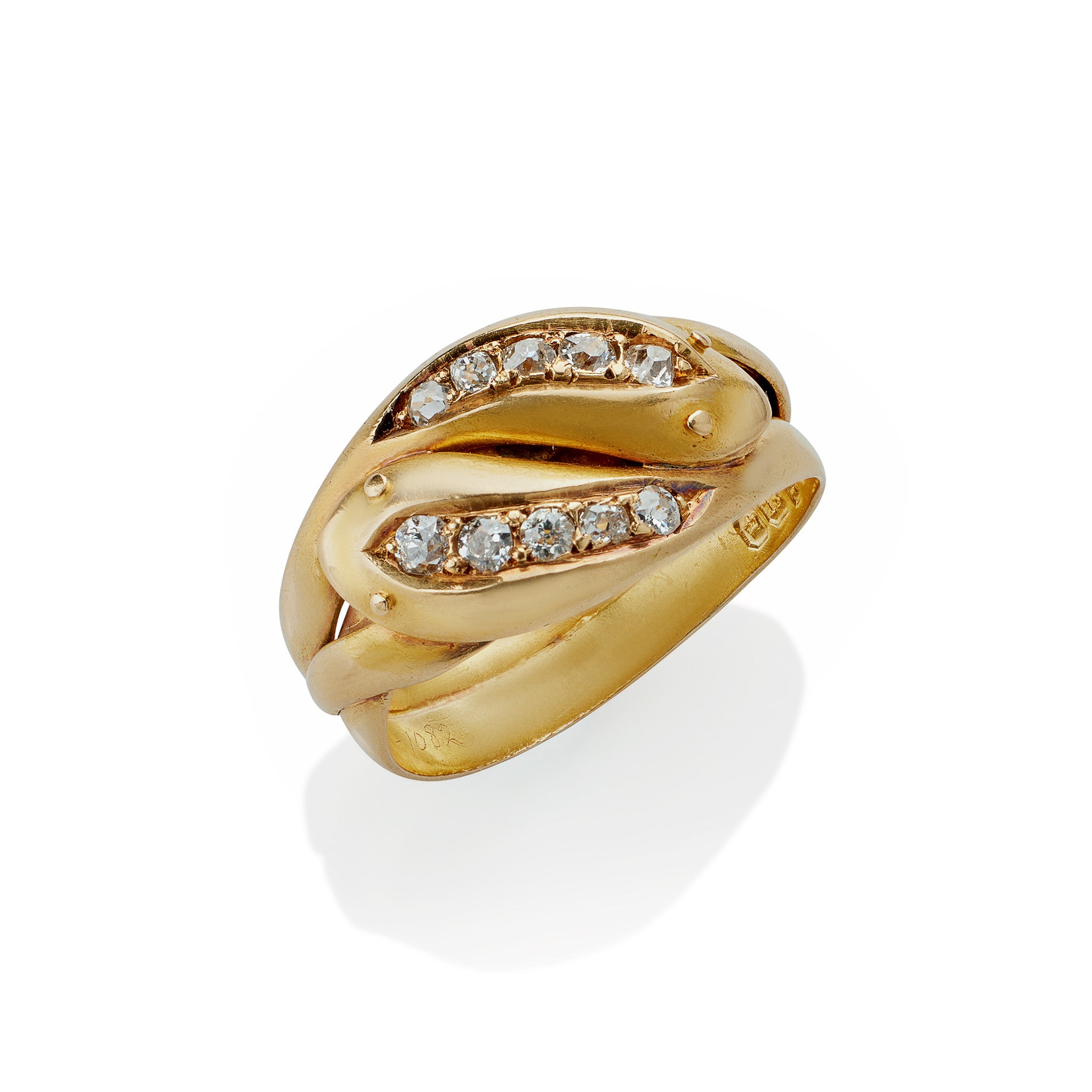 Elegant English Diamond Double Snake Ring - Sterling Silver Vintage Jewelry for Women - Perfect for Parties, Weddings & Special Occasions