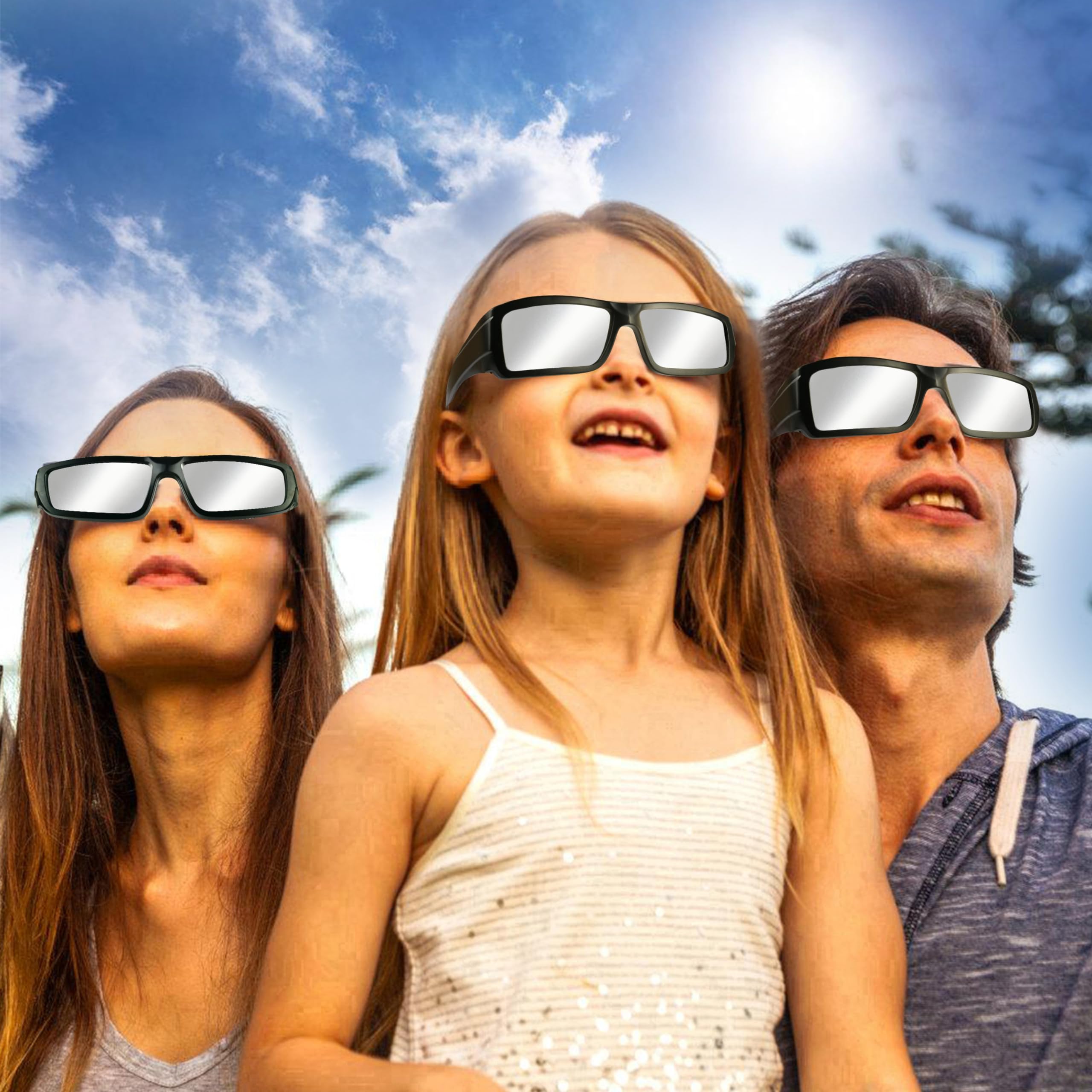 AAS Approved Solar Eclipse Glasses 2024 - ISO & CE Certified, 3 Pack for Sun Viewing - Perfect for Astronomy Events & Outdoor Activities
