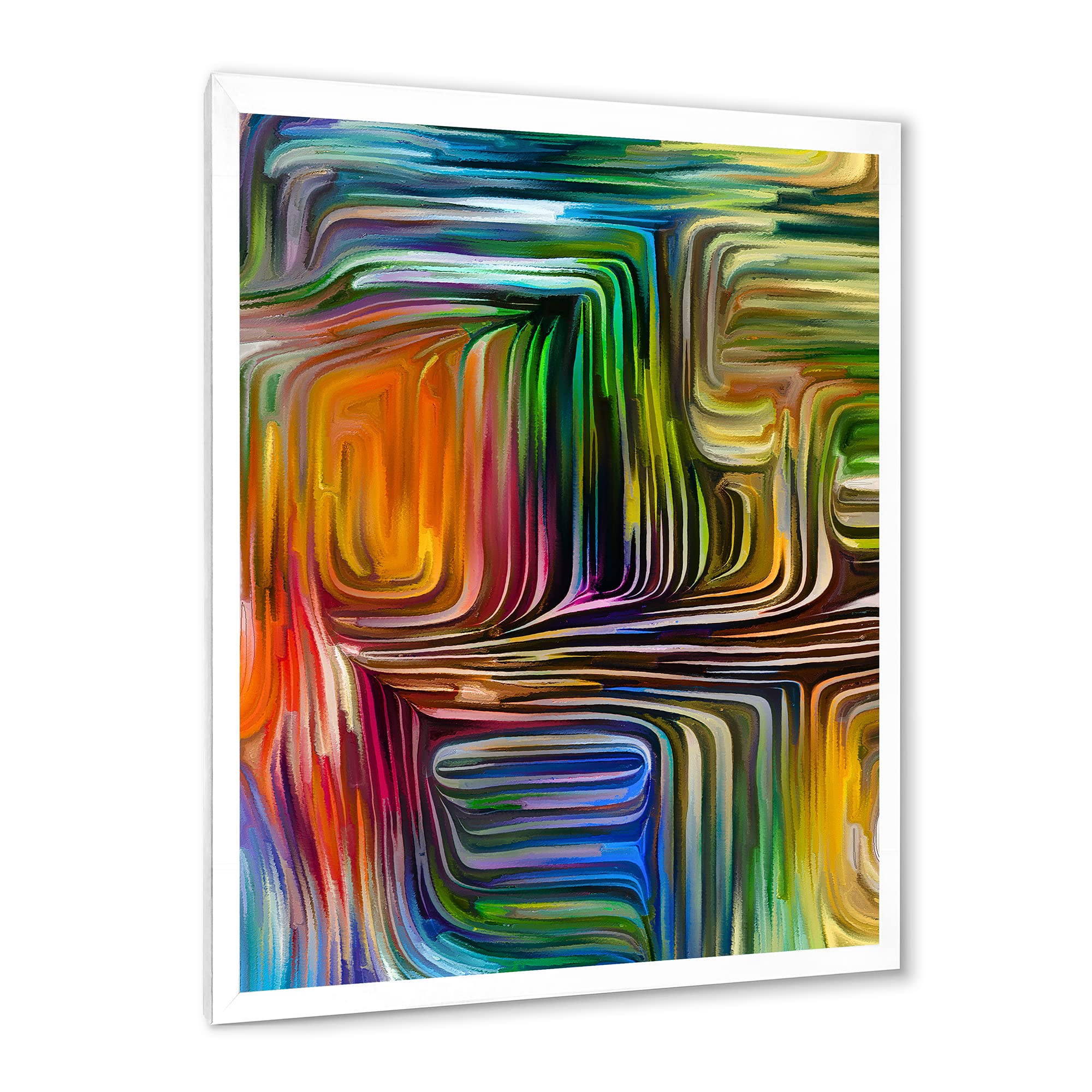DesignQ Colour Fusion III Modern Framed Wall Art - Abstract Canvas Painting for Living Room, Bedroom & Office Decor | Ready to Hang Home Wall Decorations