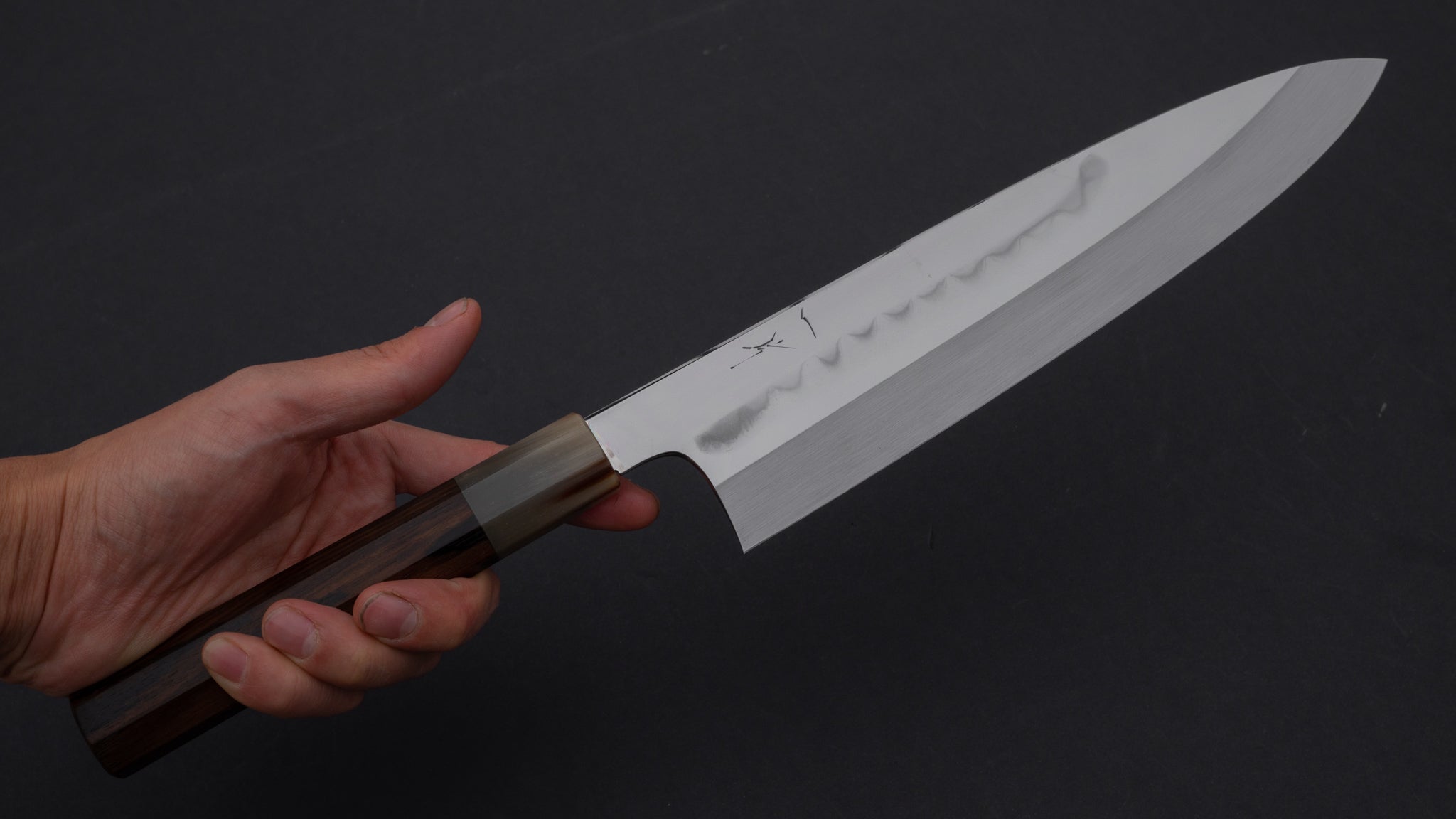 Hitohira Togashi Kambei White #1 Mizu Honyaki Gyuto 240mm Japanese Chef Knife - Ziricote Wood Handle with Saya (#002) - Perfect for Professional Chefs & Home Cooking Enthusiasts