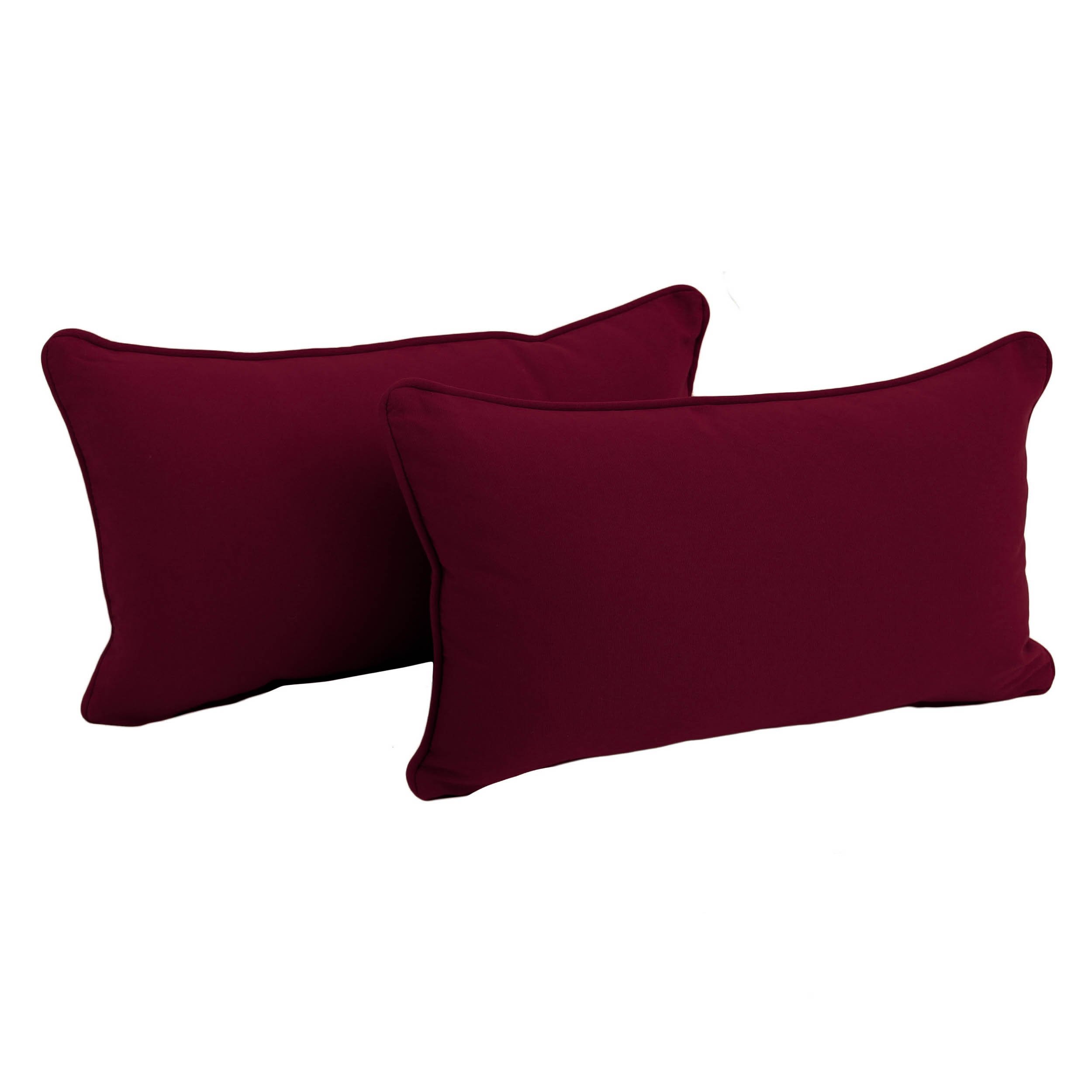Blazing Needles Corded Twill Throw Pillows Set of 2 - 20x12 Inches Burgundy Red Decorative Couch Pillows for Living Room, Sofa, Bedroom & Home Decor