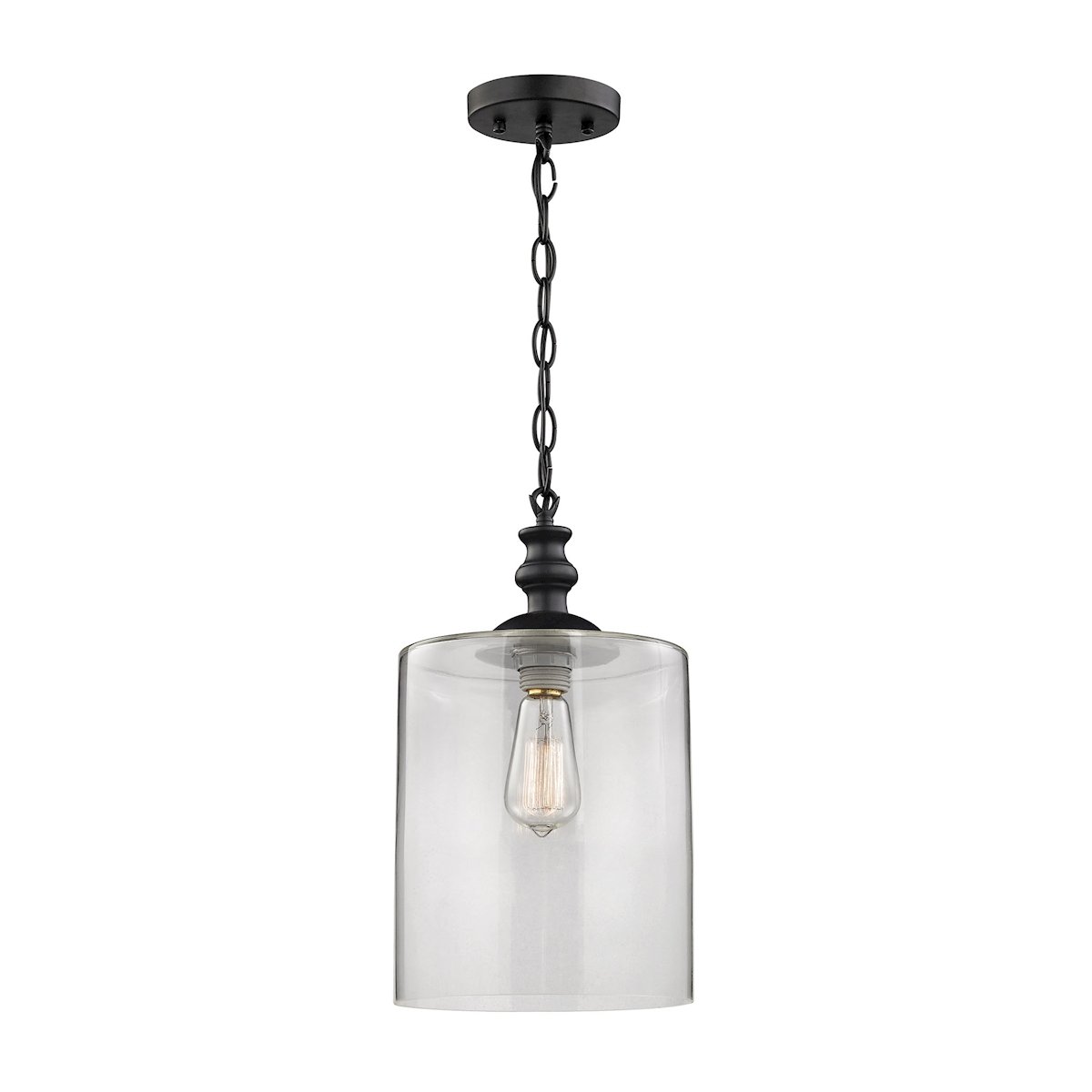 Matte Black Bergen 1-Light Mini Pendant with Clear Glass Shade - Perfect for Kitchen Island, Dining Room, or Entryway Lighting