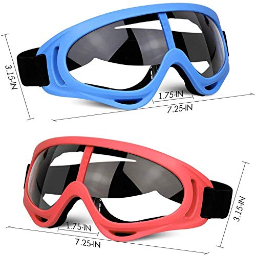 2 Pack Safety Goggles for Kids - Anti-Fog Protective Glasses for Nerf Guns, Motorcycle Riding & Outdoor Sports (Red & Blue) - Perfect for Nerf Battles, Cycling & DIY Projects