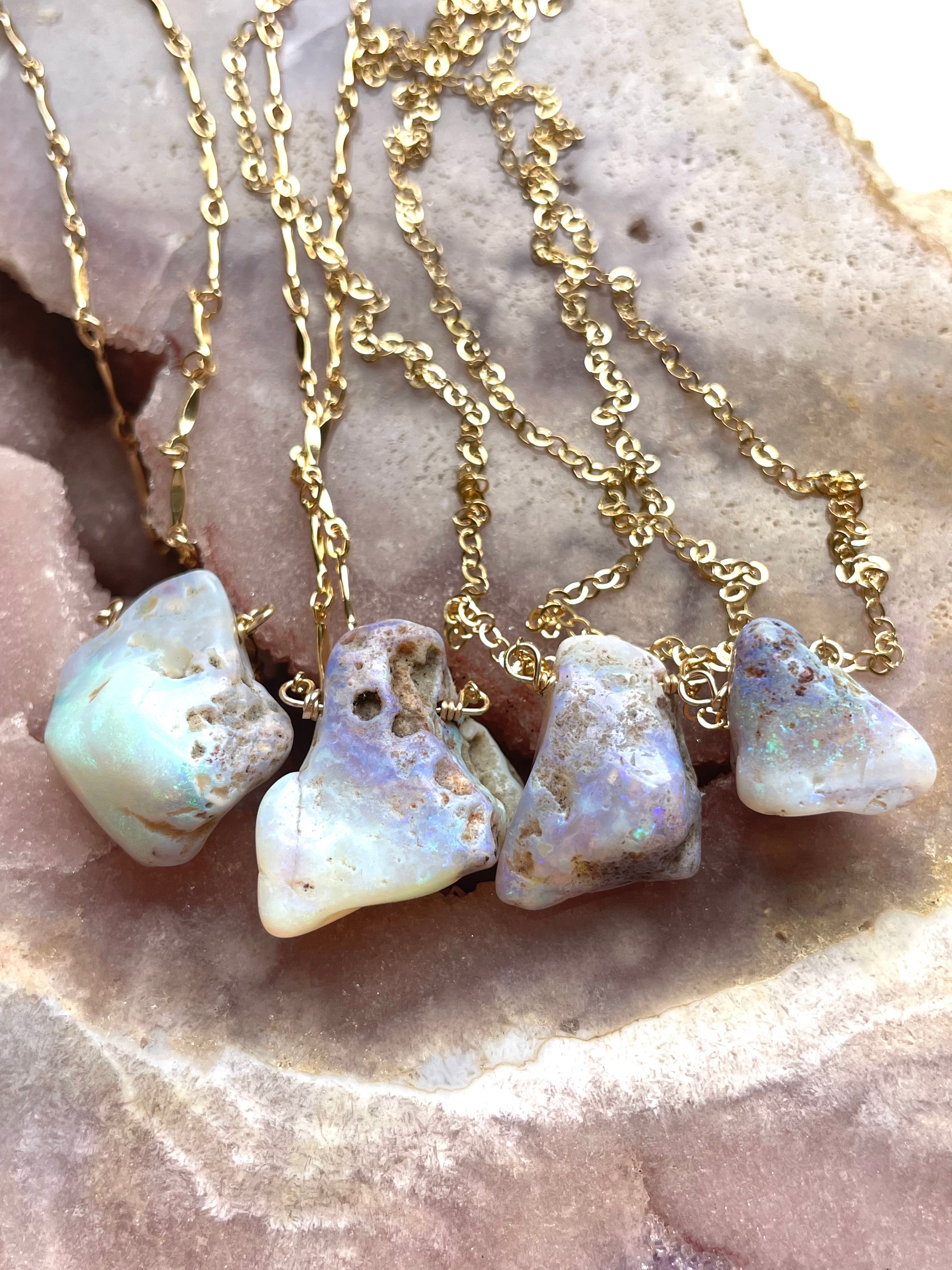 Genuine Australian Opal Necklace - Natural Raw Opal Jewelry for Women - Perfect for Weddings, Parties & Special Occasions