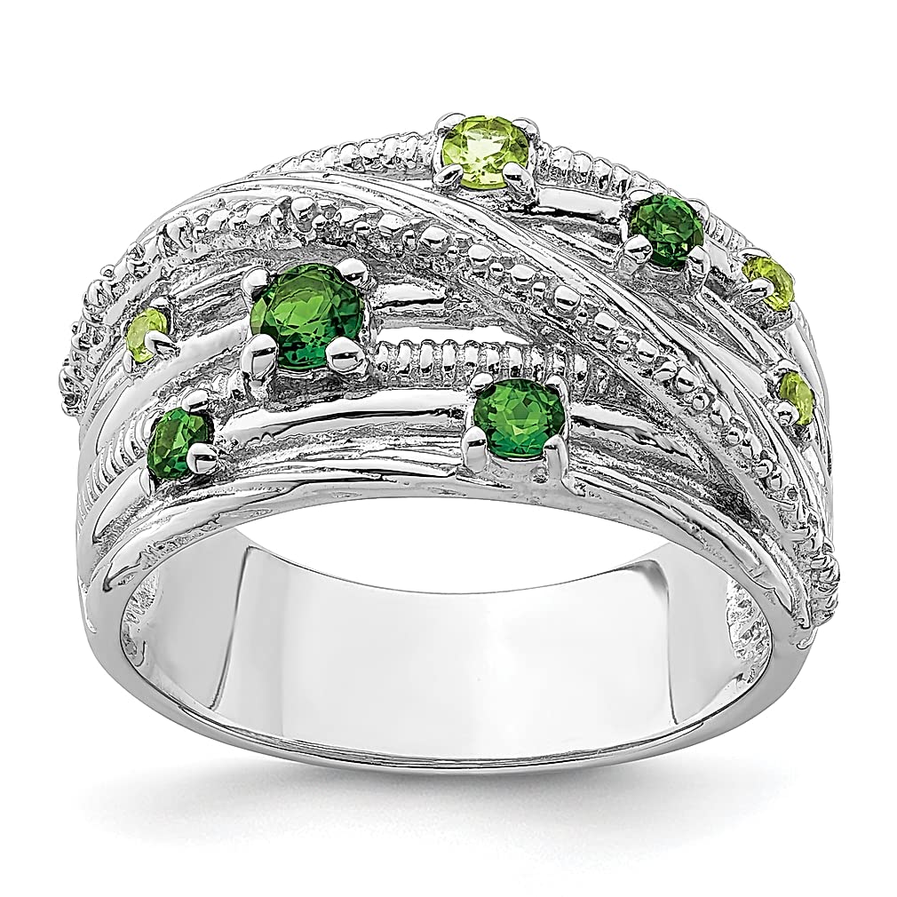 925 Sterling Silver Chrome Diopside Peridot Ring - Dainty Gemstone Jewelry for Women, Elegant Gift for Her - Perfect for Birthdays, Anniversaries & Special Occasions