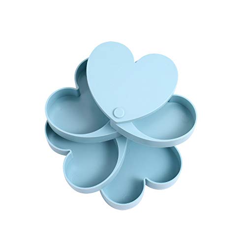 Rotating Jewelry Organizer with Mirror - Heart-Shaped Earring Storage Box for Necklaces, Rings & Accessories - Perfect for Bathroom, Bedroom & Vanity Organization