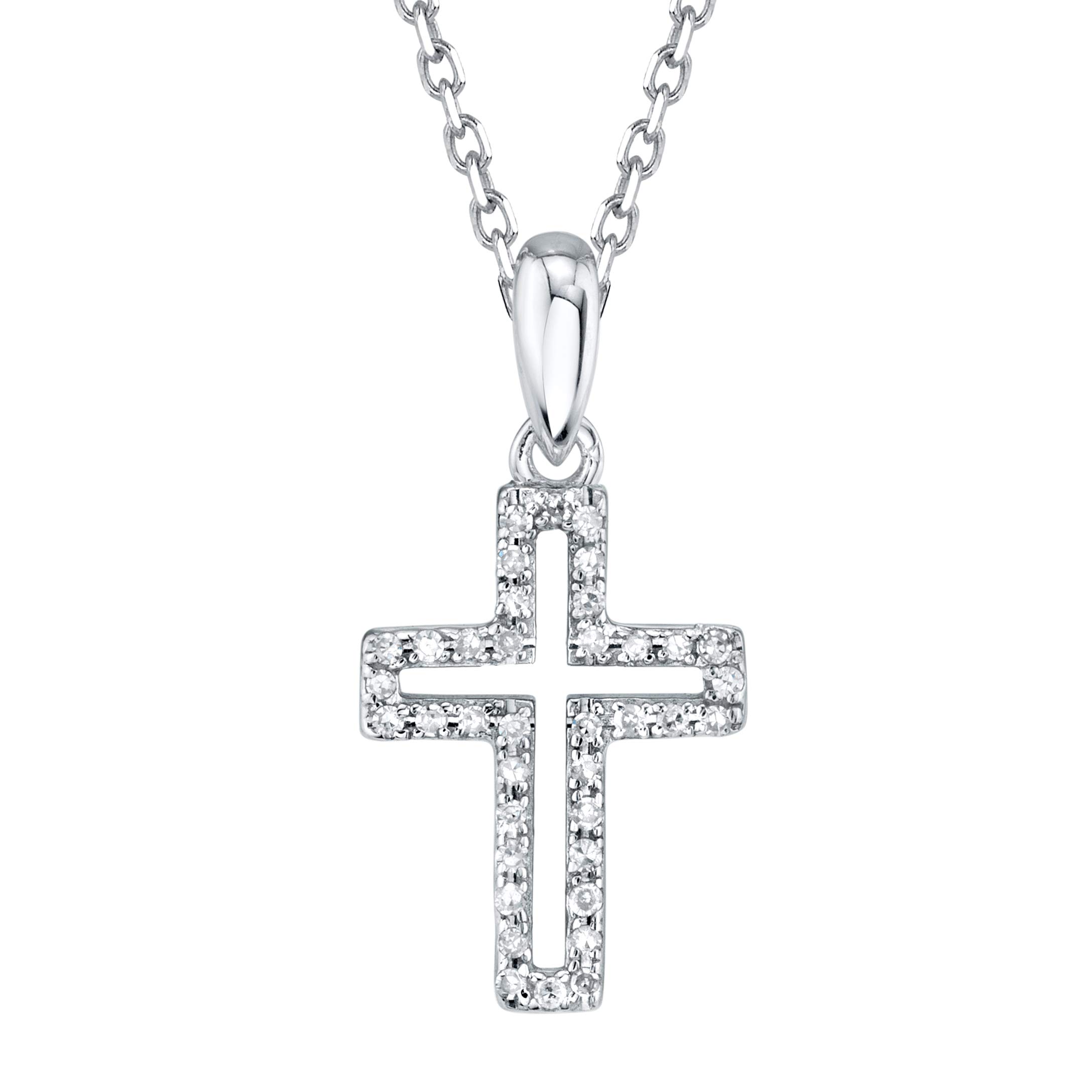 SERAFINA Diamond Charm Pendant Necklace - 925 Sterling Silver Name Necklace with Natural Diamonds | 16