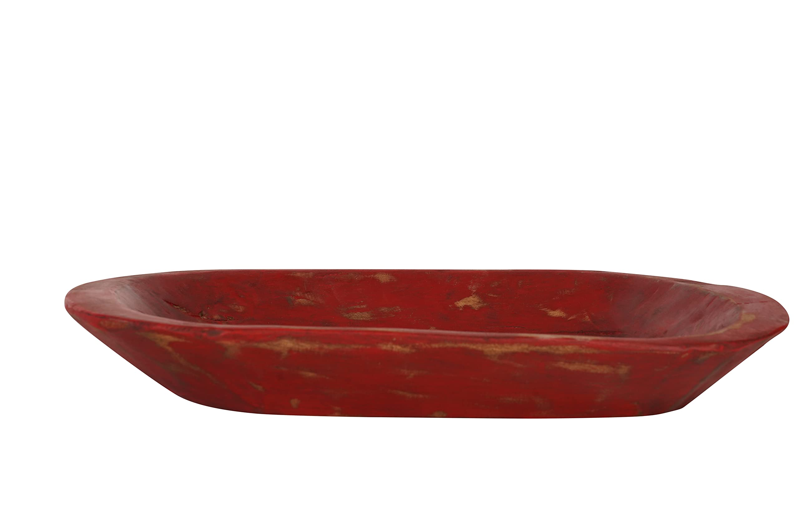 Rustic Wooden Dough Bowl - Handcrafted Farmhouse Bread Making Tray - Perfect for Baking, Serving & Home Decor (Red)