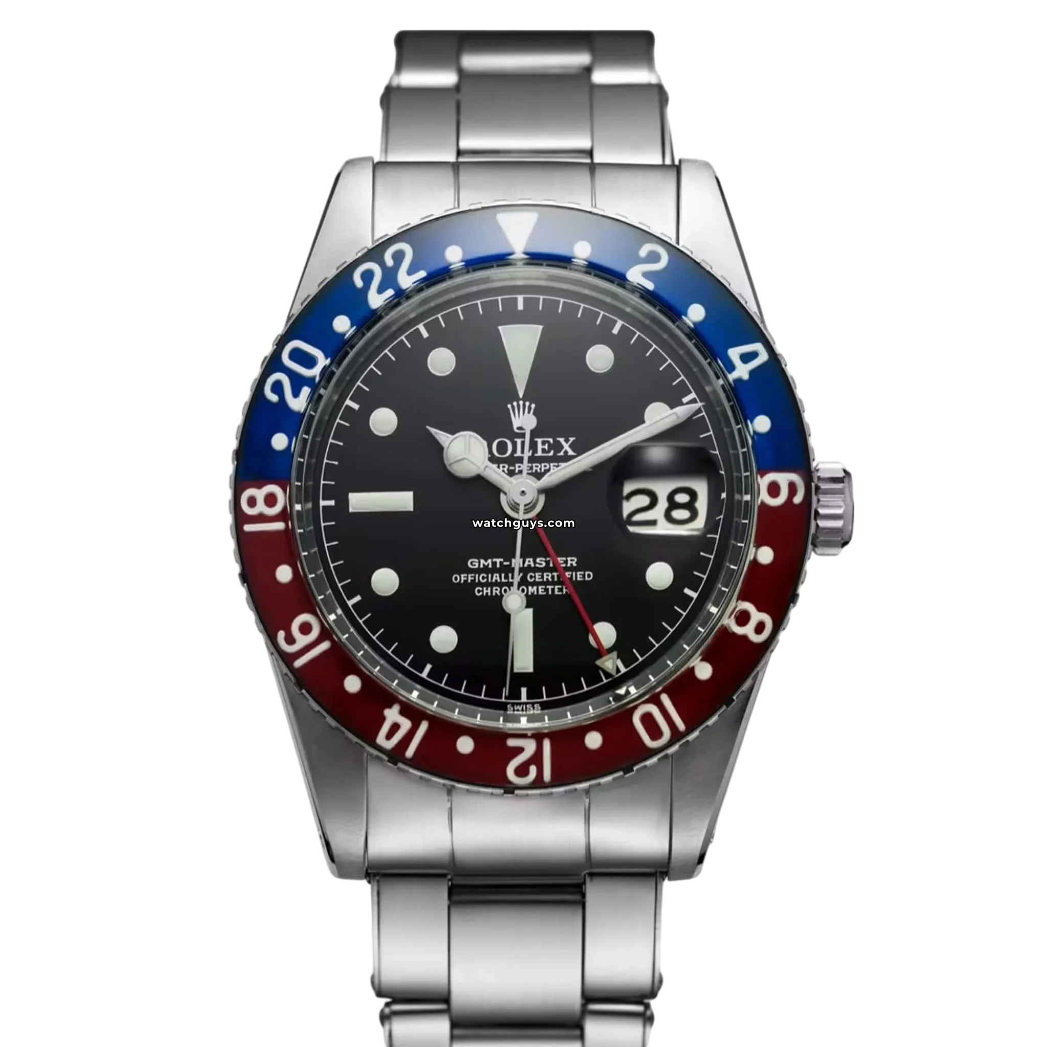Authentic Rolex GMT-Master 6542 Pepsi Vintage Men's Watch - Stainless Steel, Red & Blue Bezel - Perfect for Travel, Business & Luxury Collectors