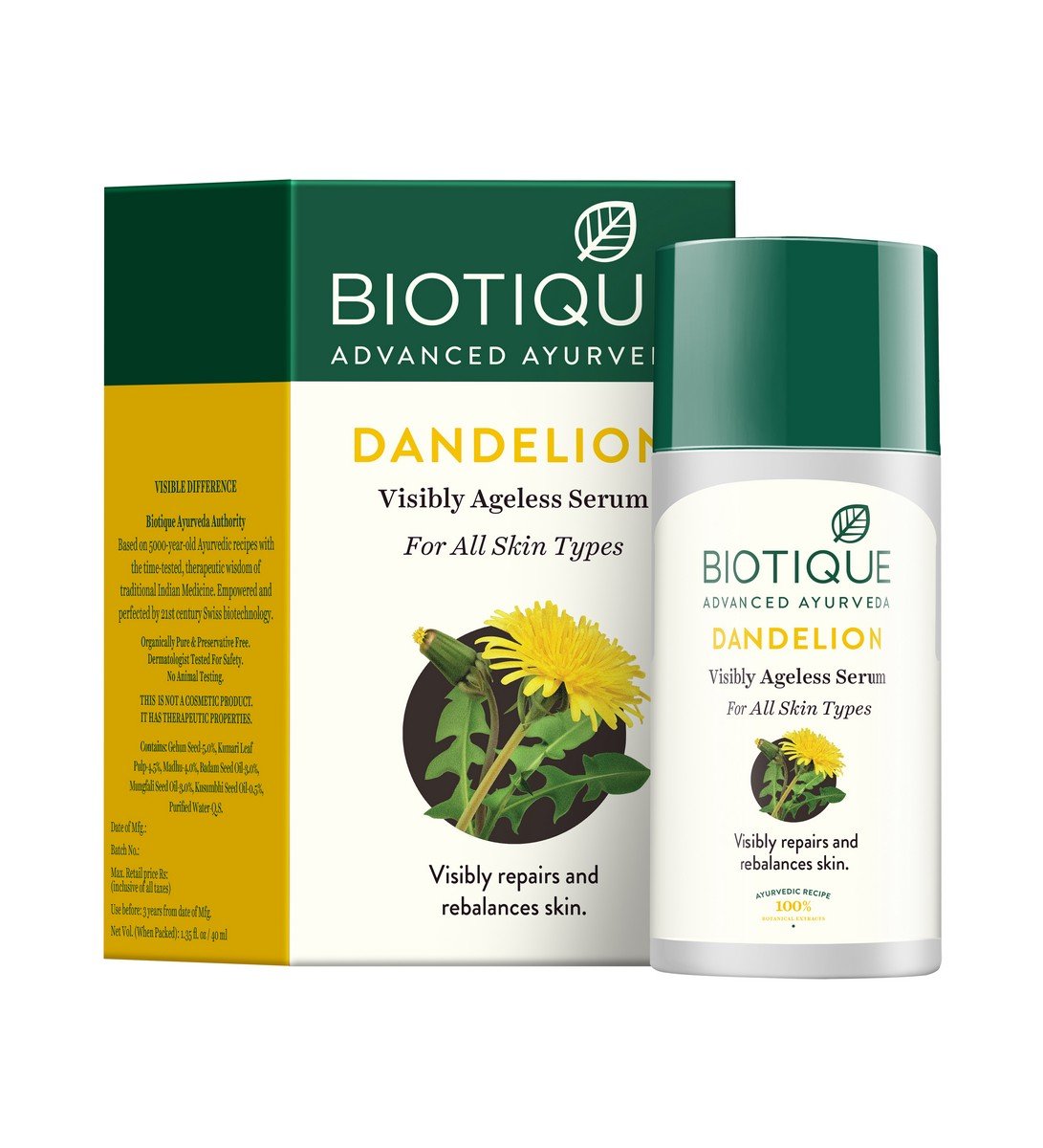 Biotique Bio Berberry Hydrating Cleanser 120ml & Bio Dandelion Anti-Aging Serum 40ml - Gentle Face Wash & Youthful Glow for All Skin Types | Daily Skincare Routine for Hydration & Wrinkle Reduction